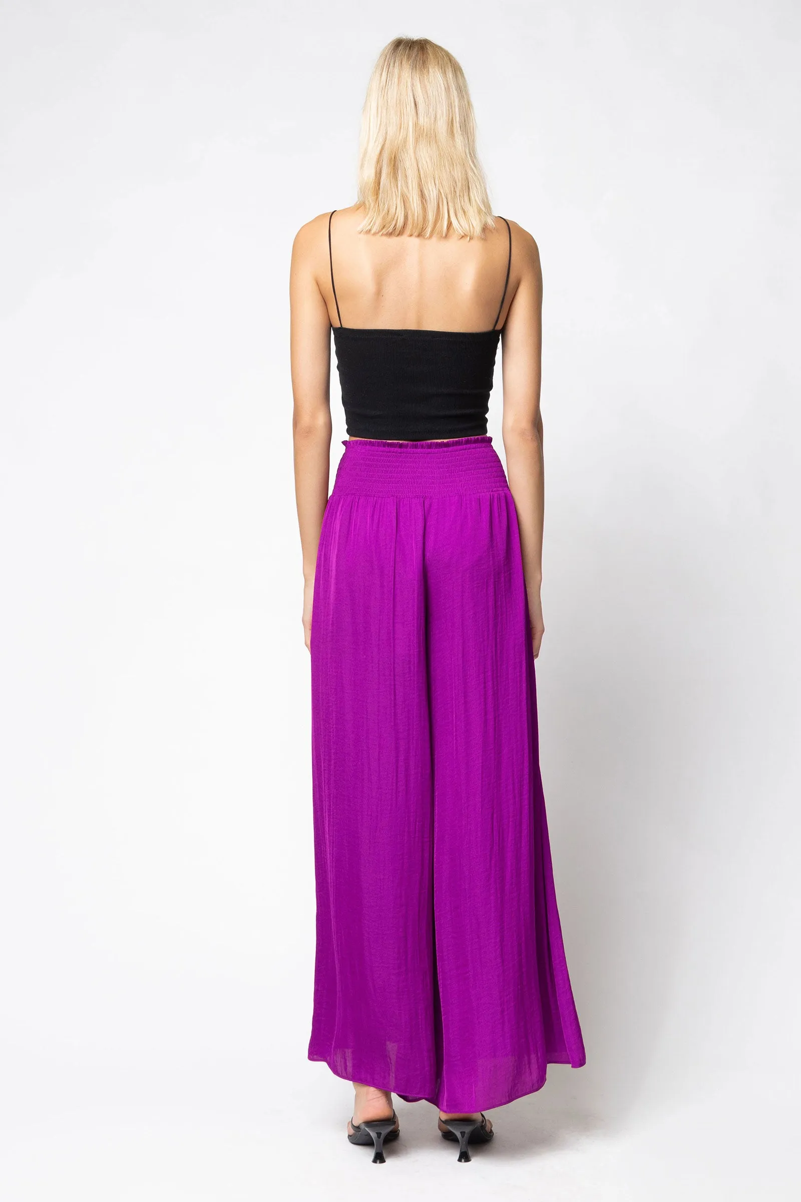 Smocked Waist Wide Leg Pants