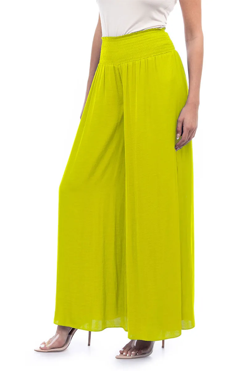 Smocked Waist Wide Leg Pants