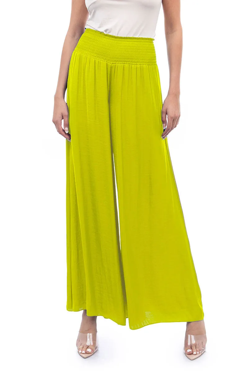 Smocked Waist Wide Leg Pants