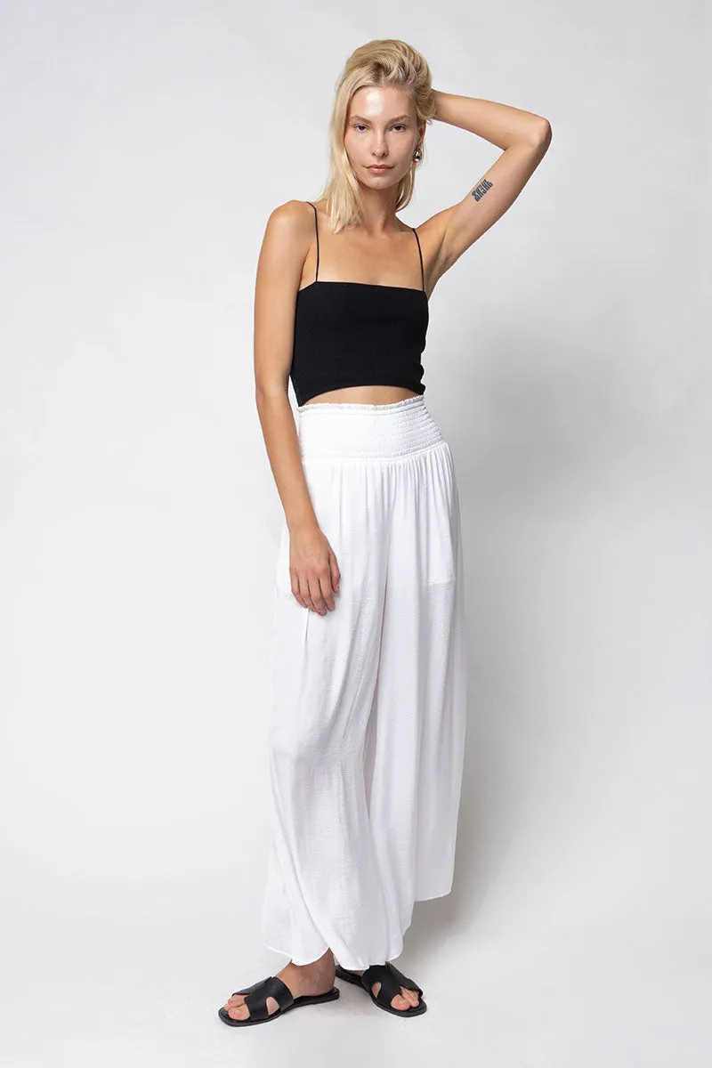 Smocked Waist Wide Leg Pants