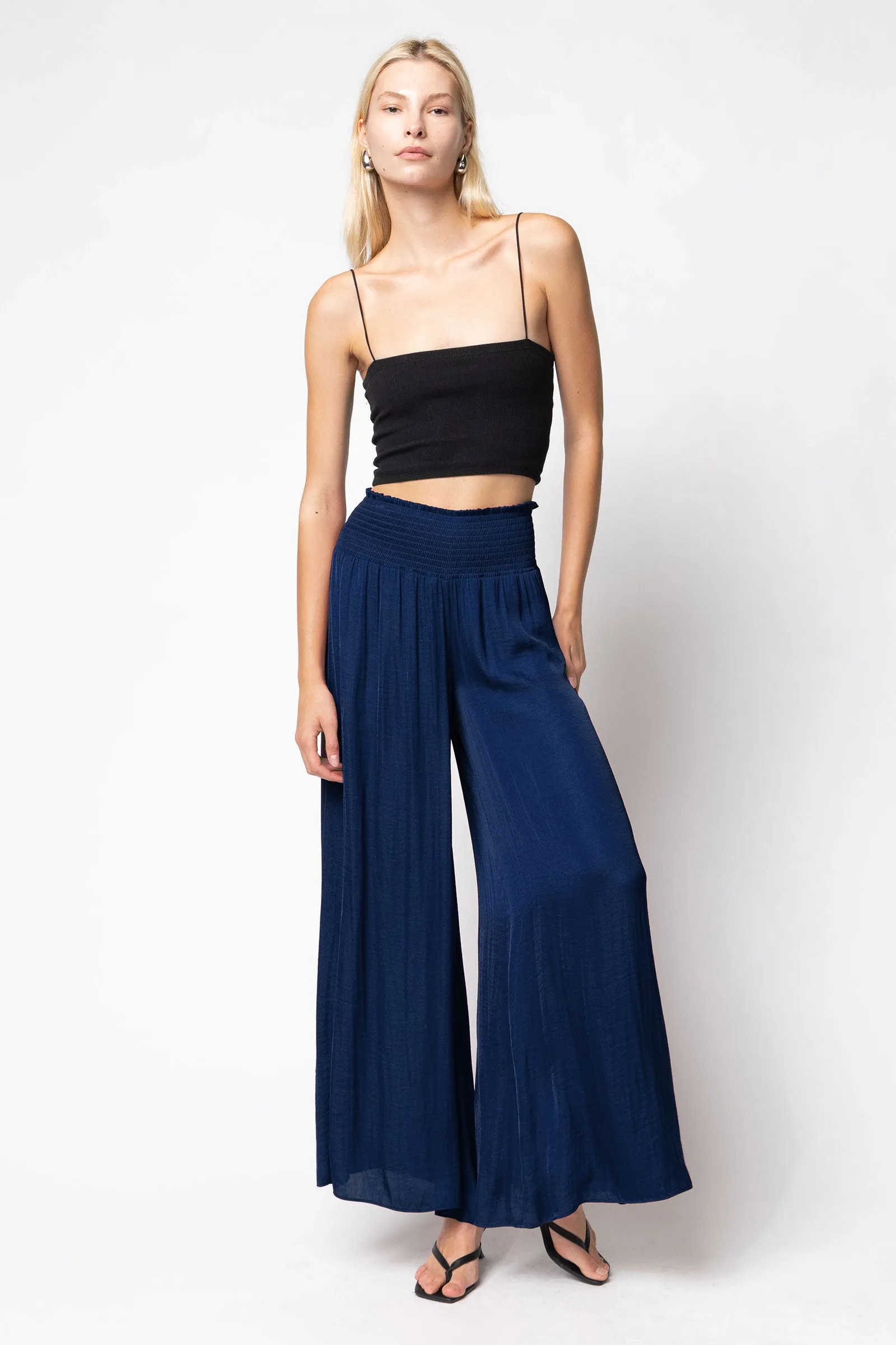 Smocked Waist Wide Leg Pants
