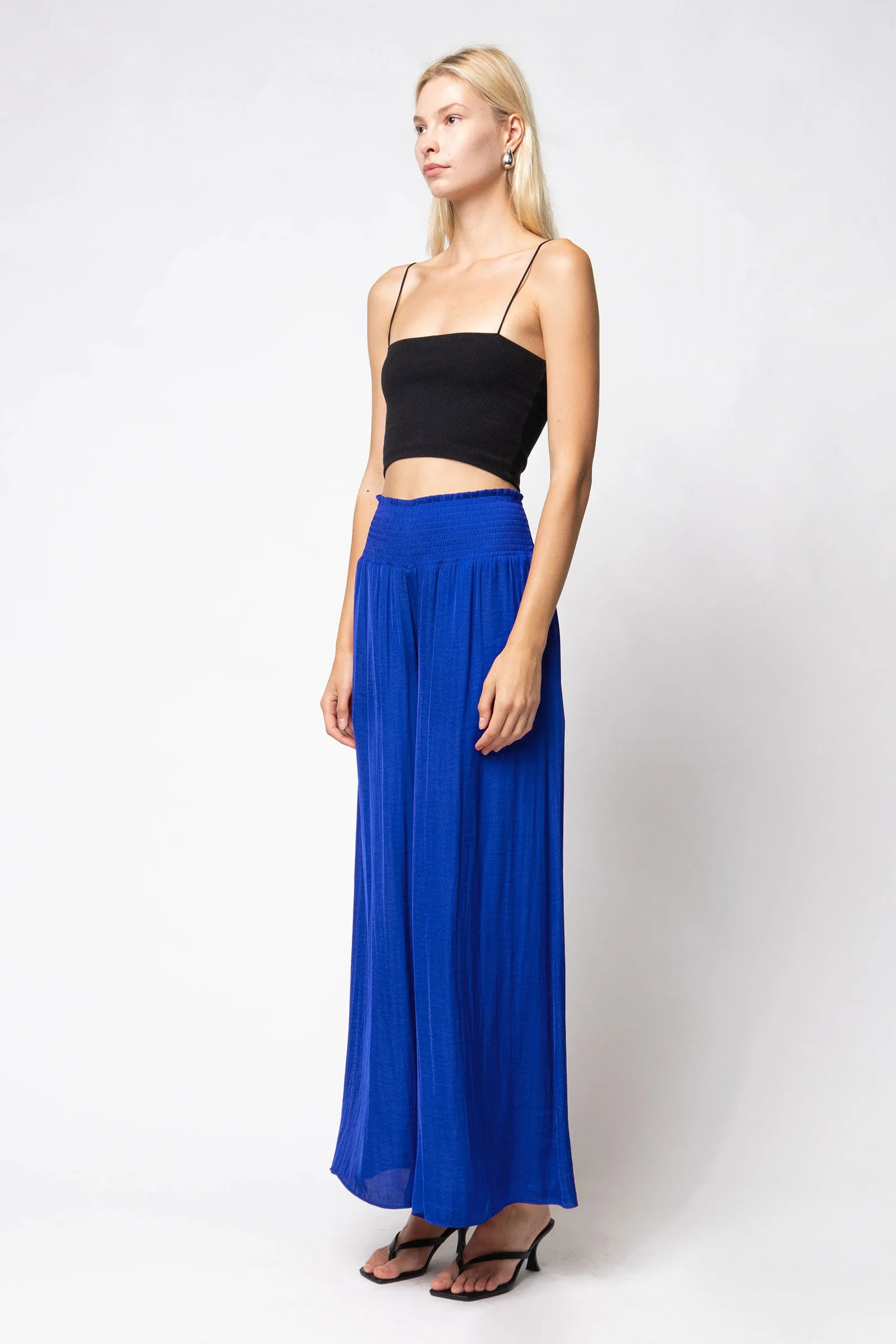 Smocked Waist Wide Leg Pants