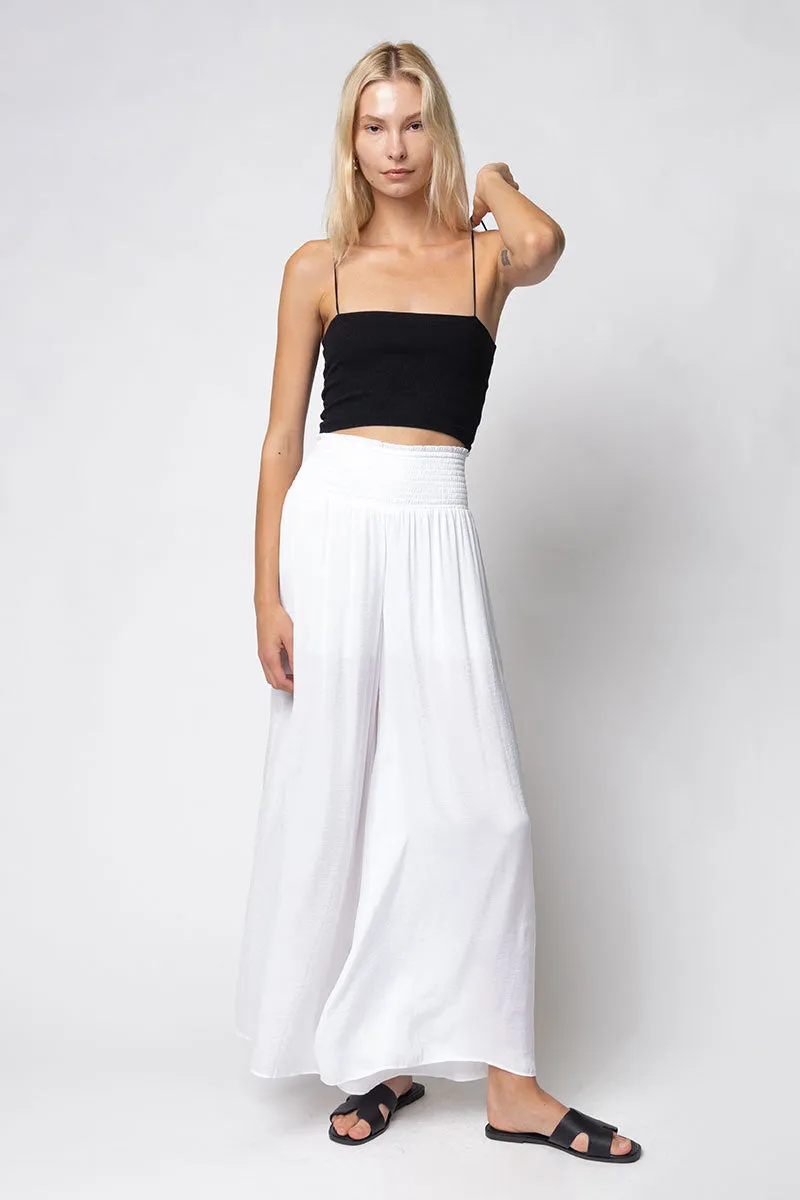 Smocked Waist Wide Leg Pants