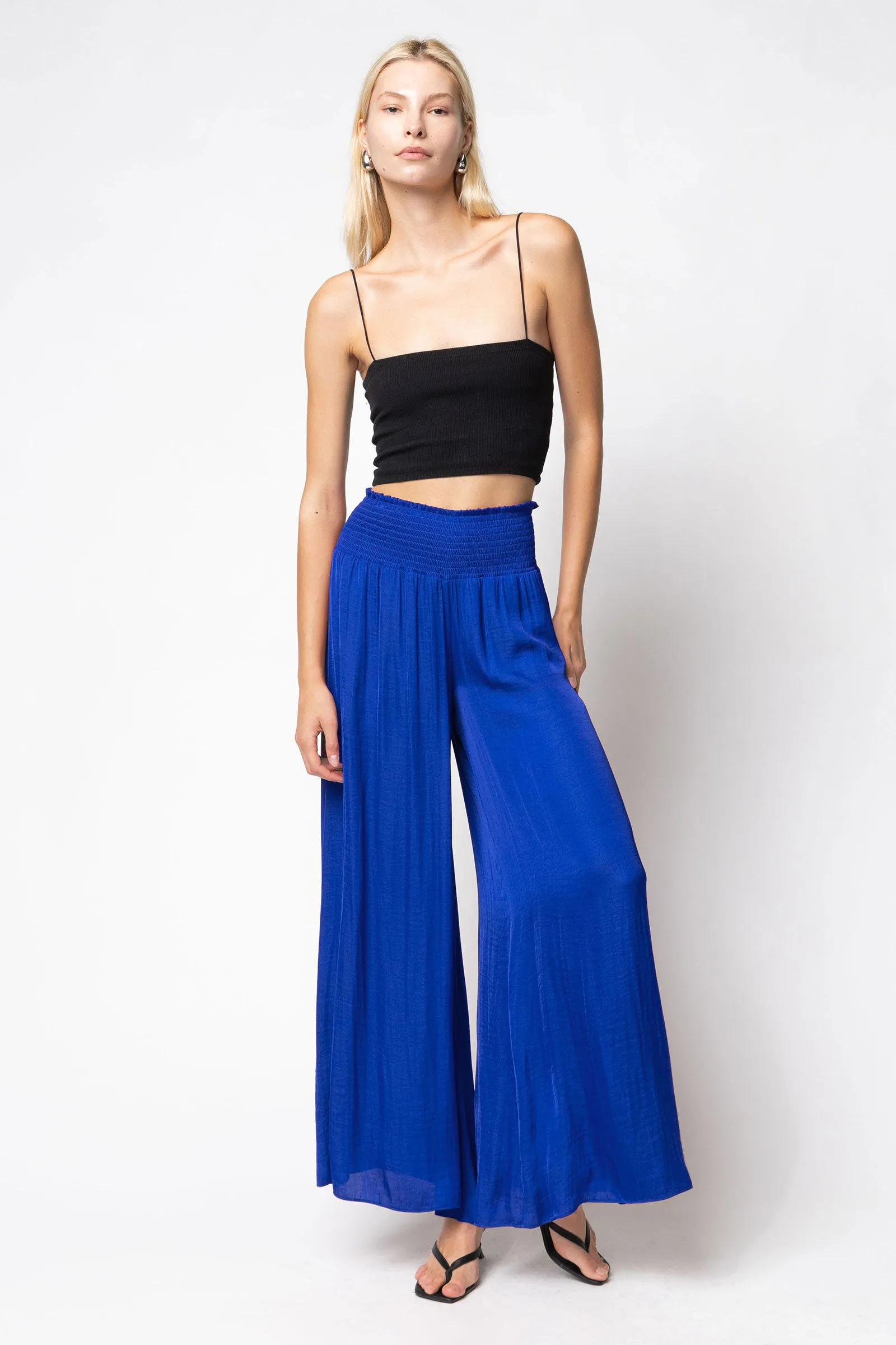 Smocked Waist Wide Leg Pants