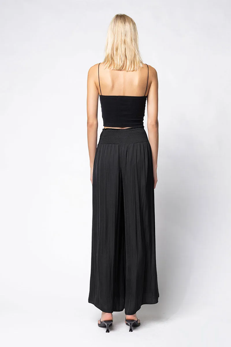Smocked Waist Wide Leg Pants