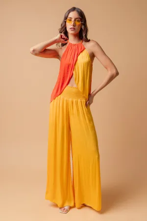 Smocked Waist Wide Leg Pants