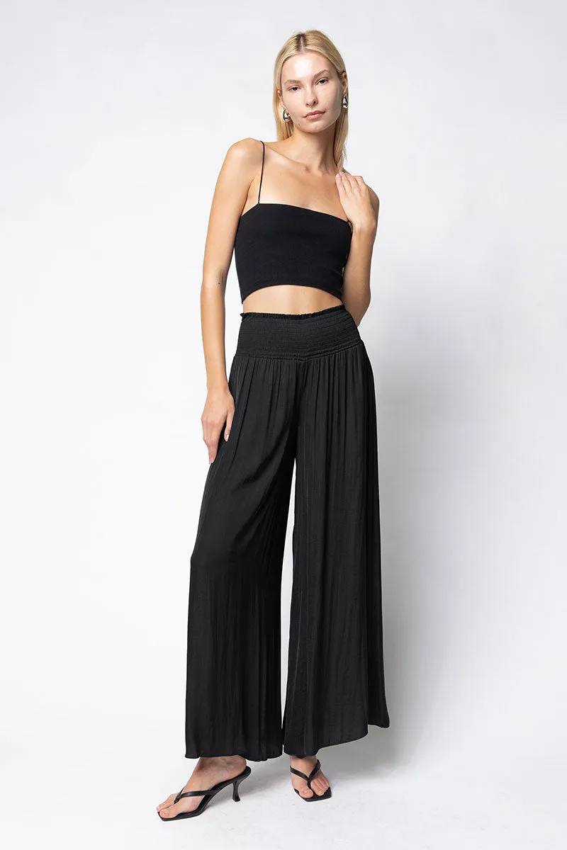 Smocked Waist Wide Leg Pants