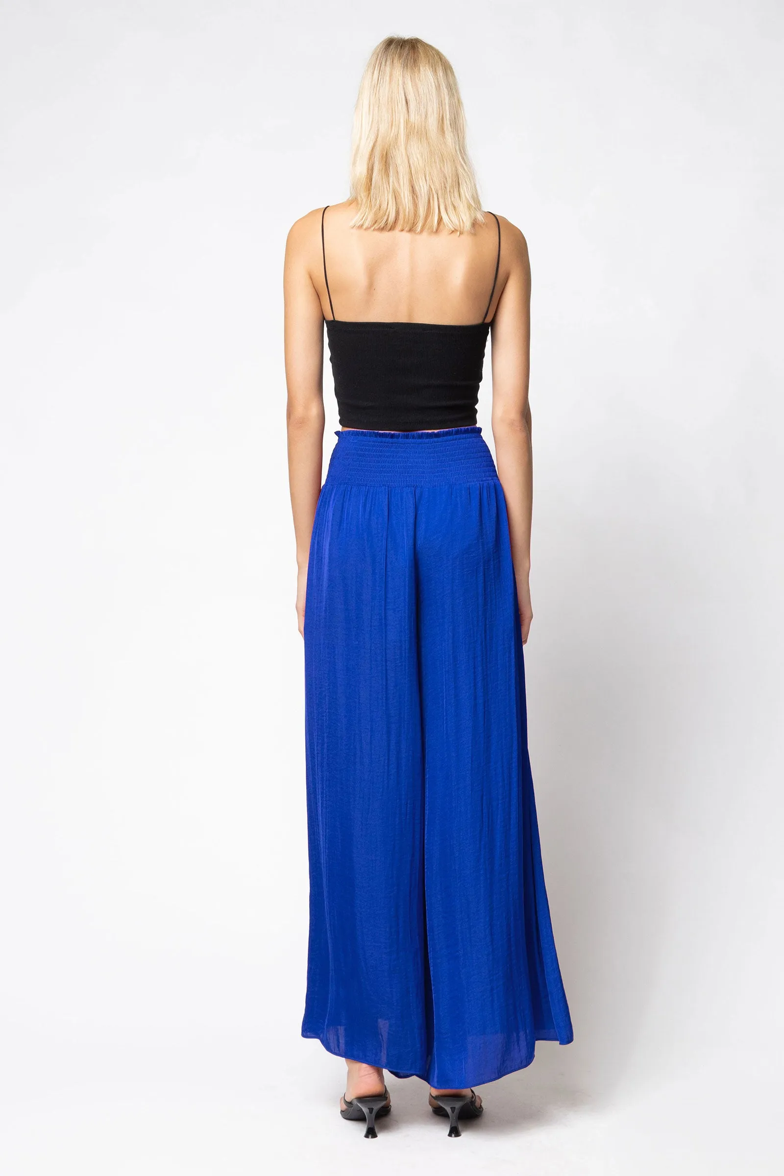 Smocked Waist Wide Leg Pants