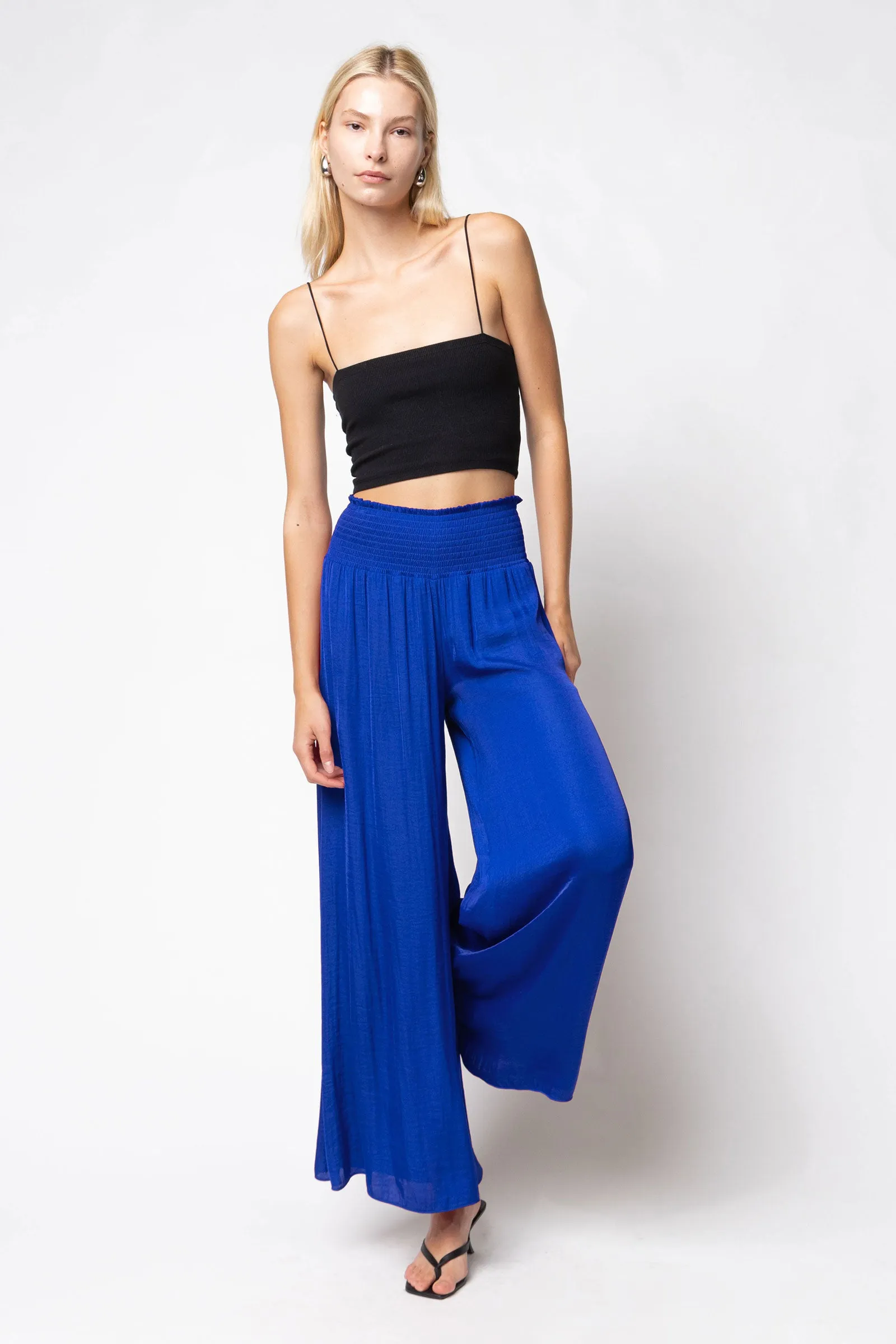 Smocked Waist Wide Leg Pants