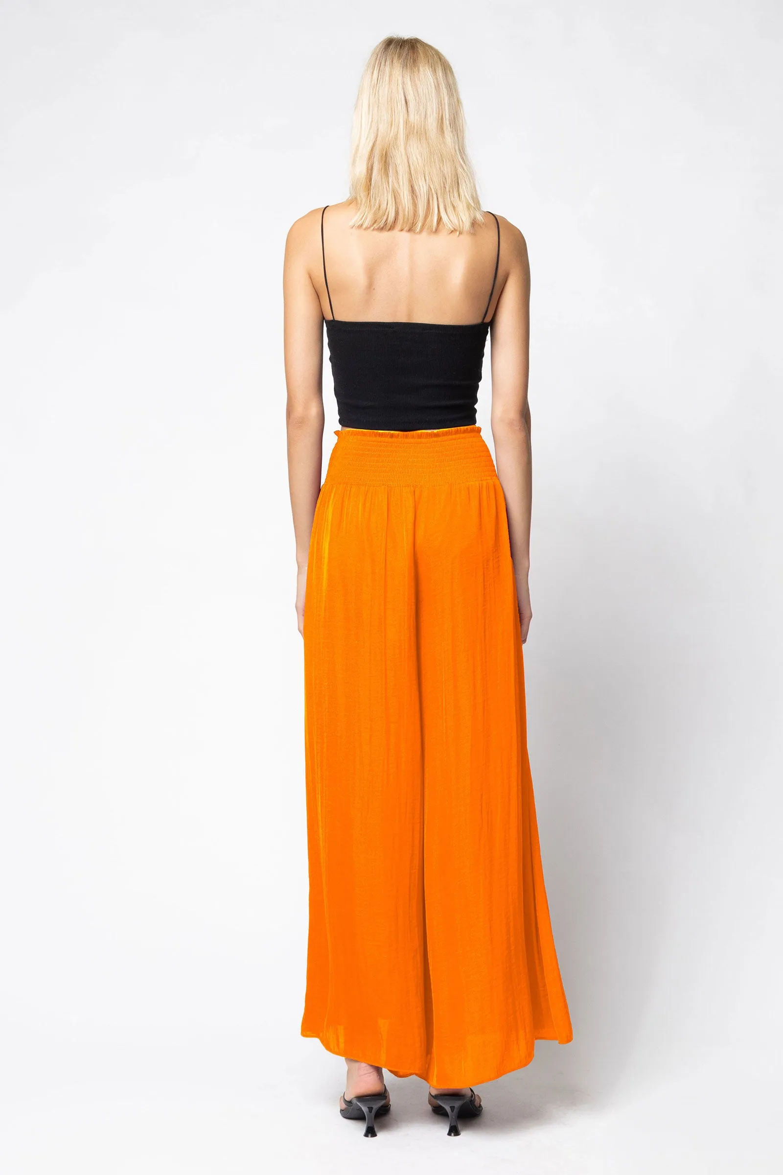 Smocked Waist Wide Leg Pants