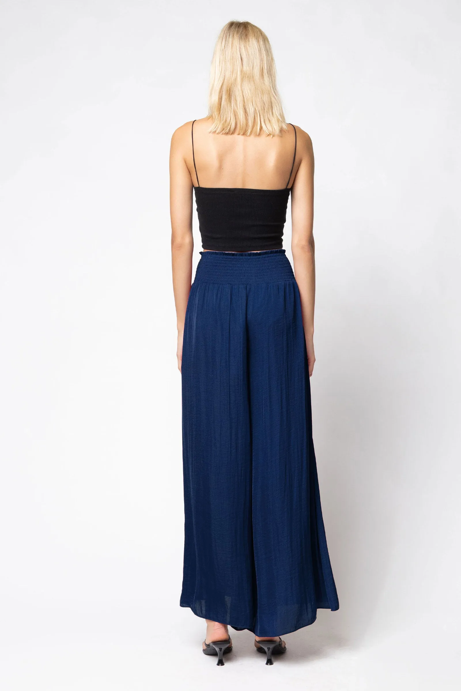 Smocked Waist Wide Leg Pants