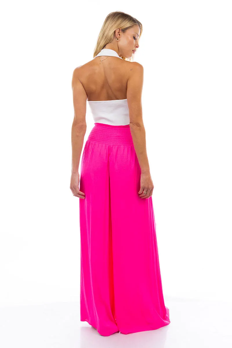 Smocked Waist Wide Leg Pants