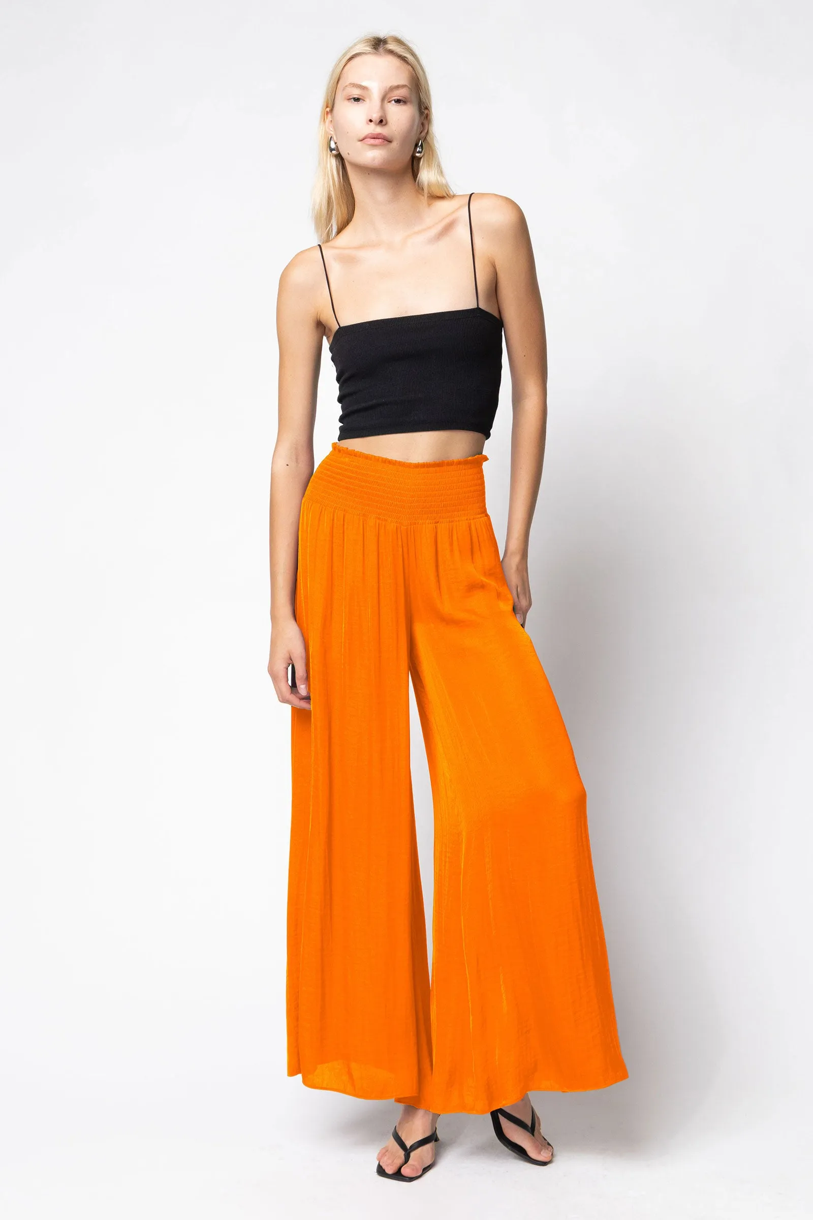 Smocked Waist Wide Leg Pants