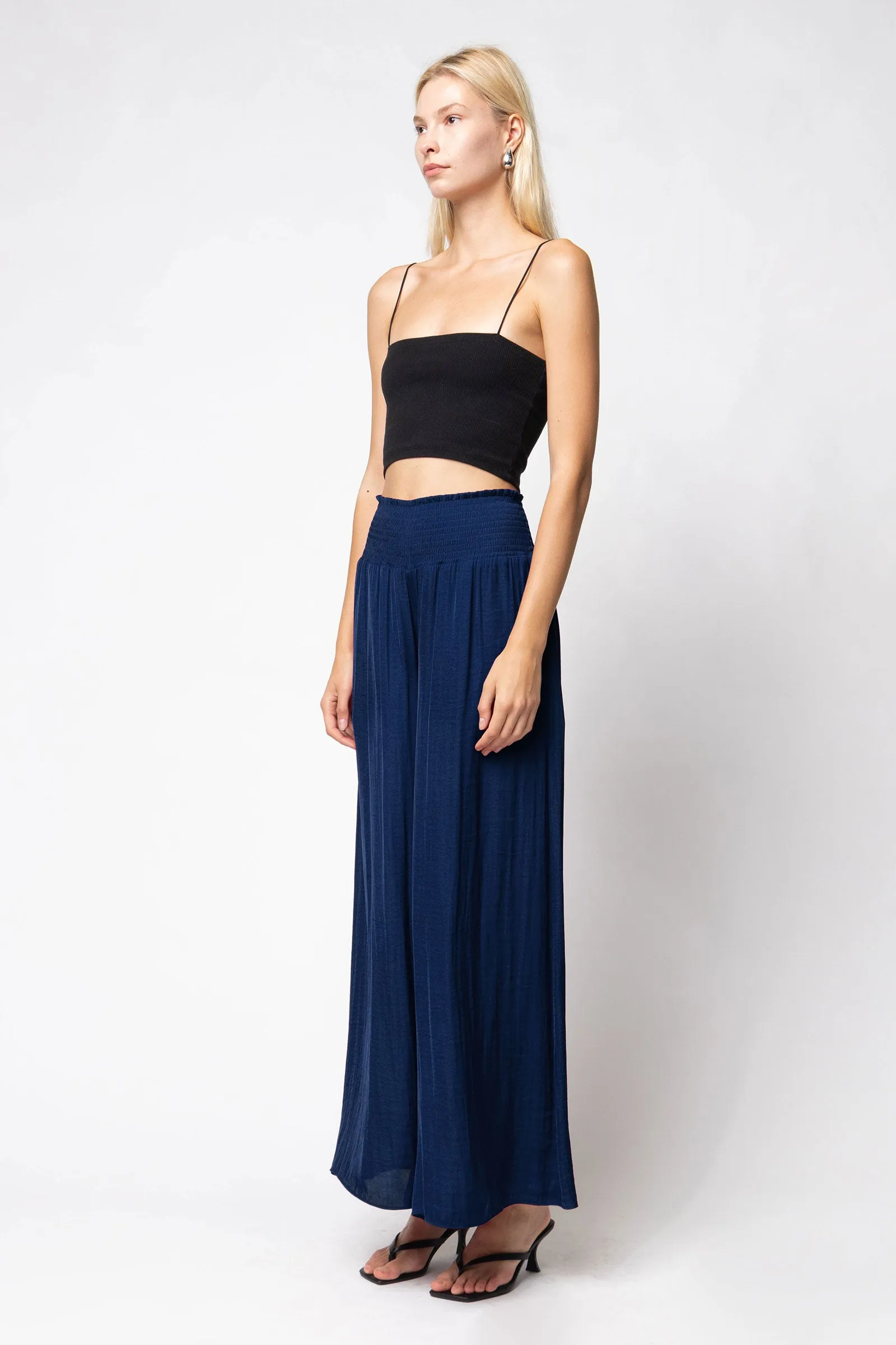 Smocked Waist Wide Leg Pants