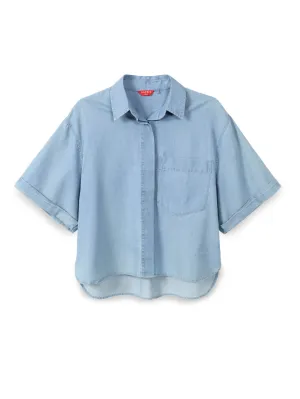 Soft denim button-up shirt