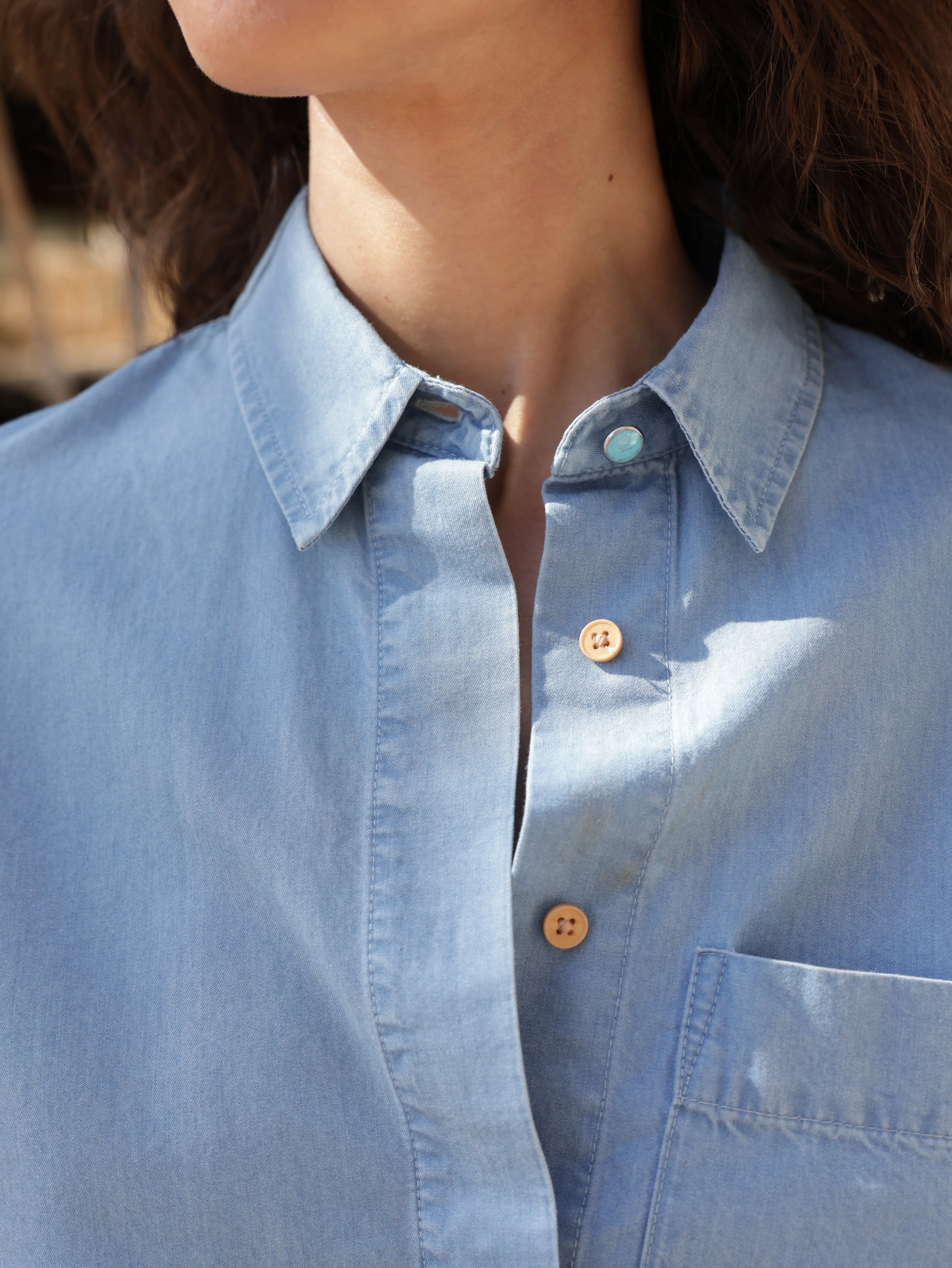 Soft denim button-up shirt