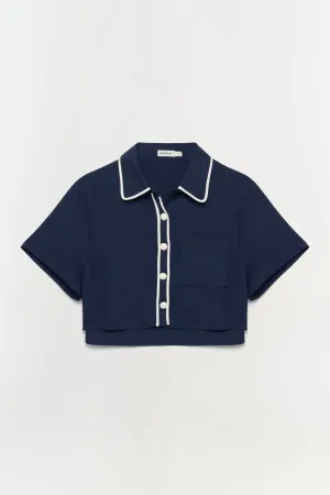 Solange Cropped Shirt in Midnight