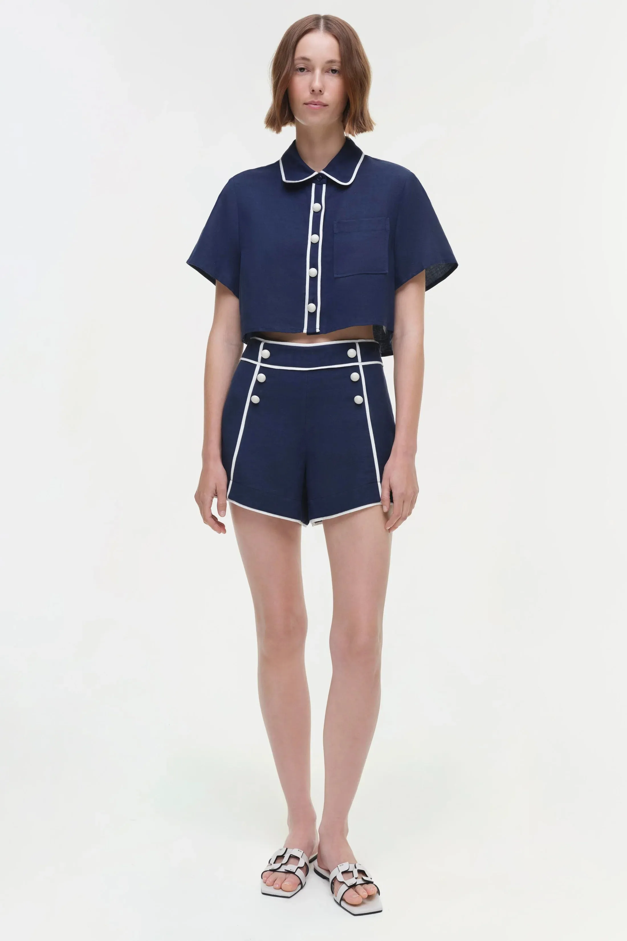Solange Cropped Shirt in Midnight