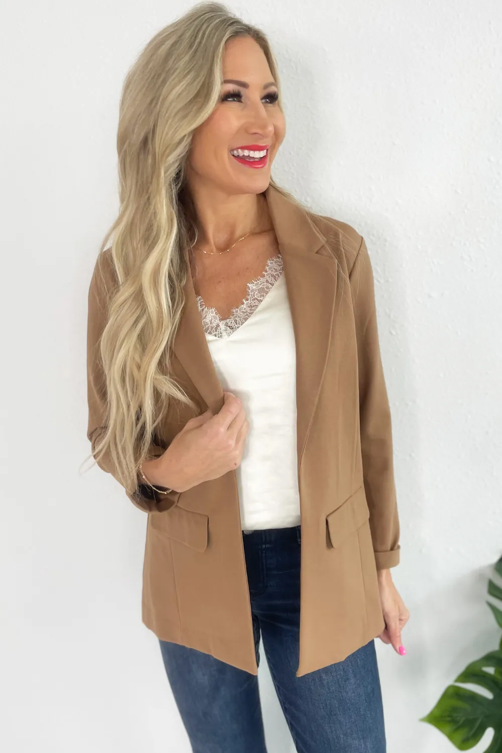 Solid Boyfriend Blazer W/ Princess Darts