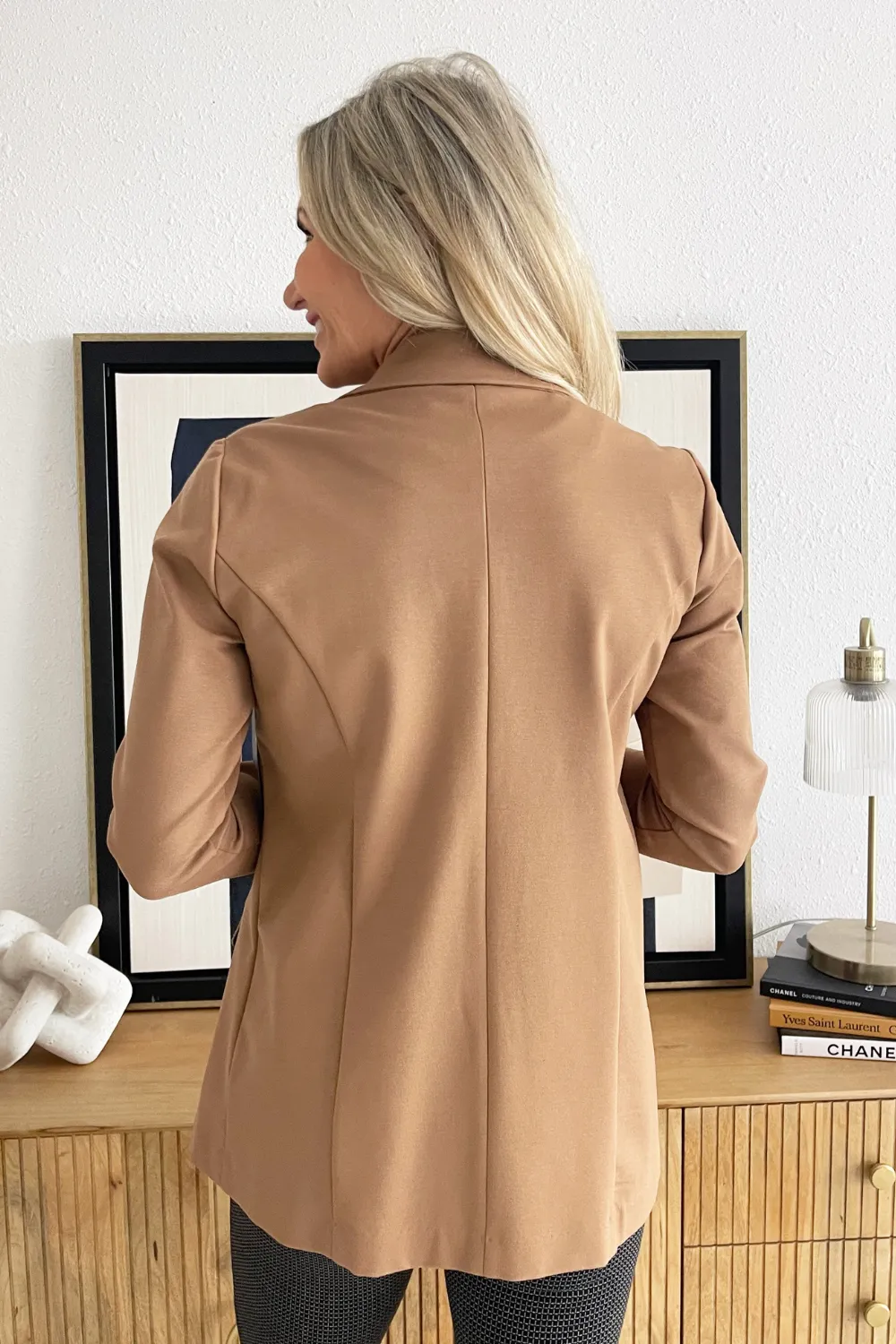 Solid Boyfriend Blazer W/ Princess Darts