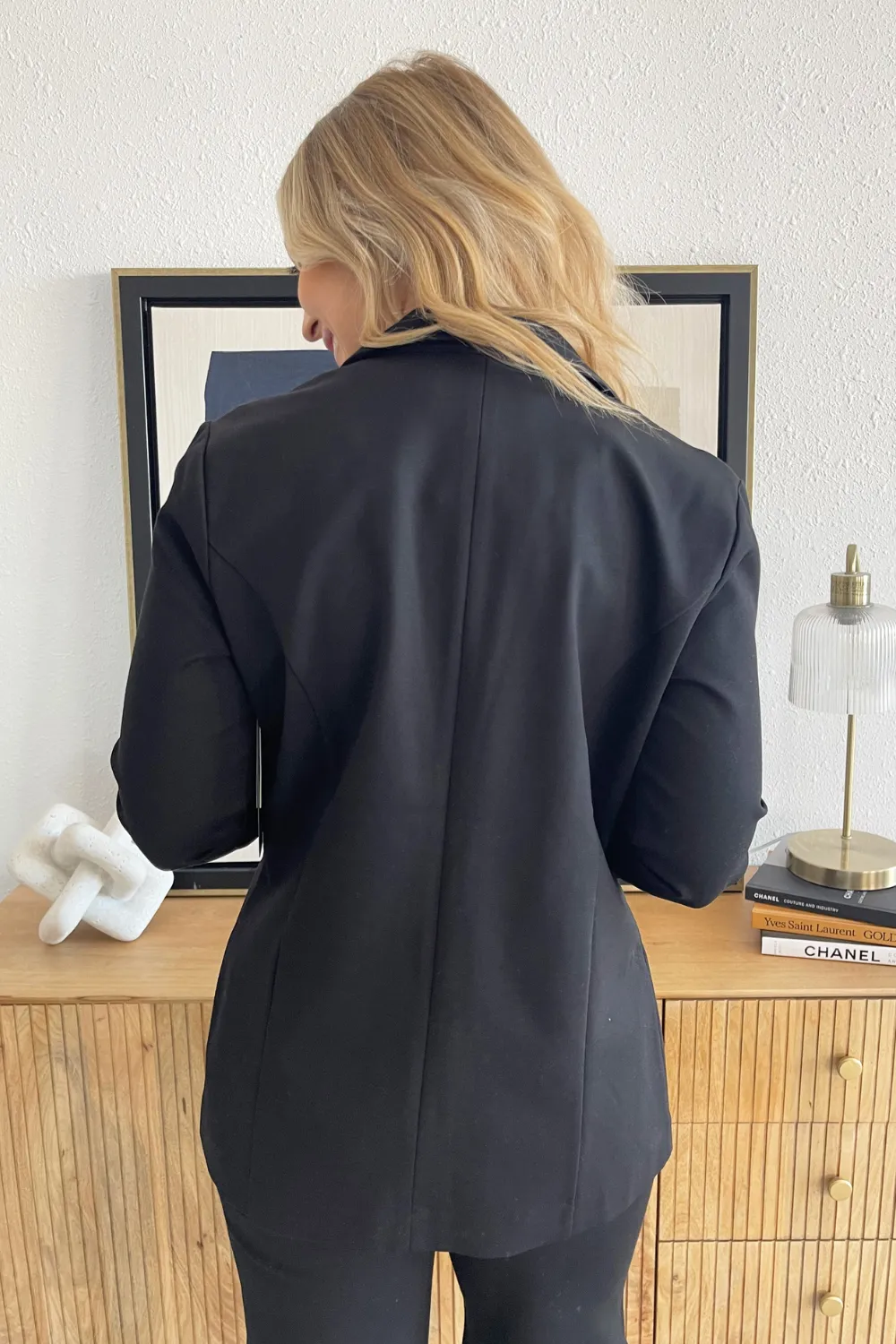 Solid Boyfriend Blazer W/ Princess Darts