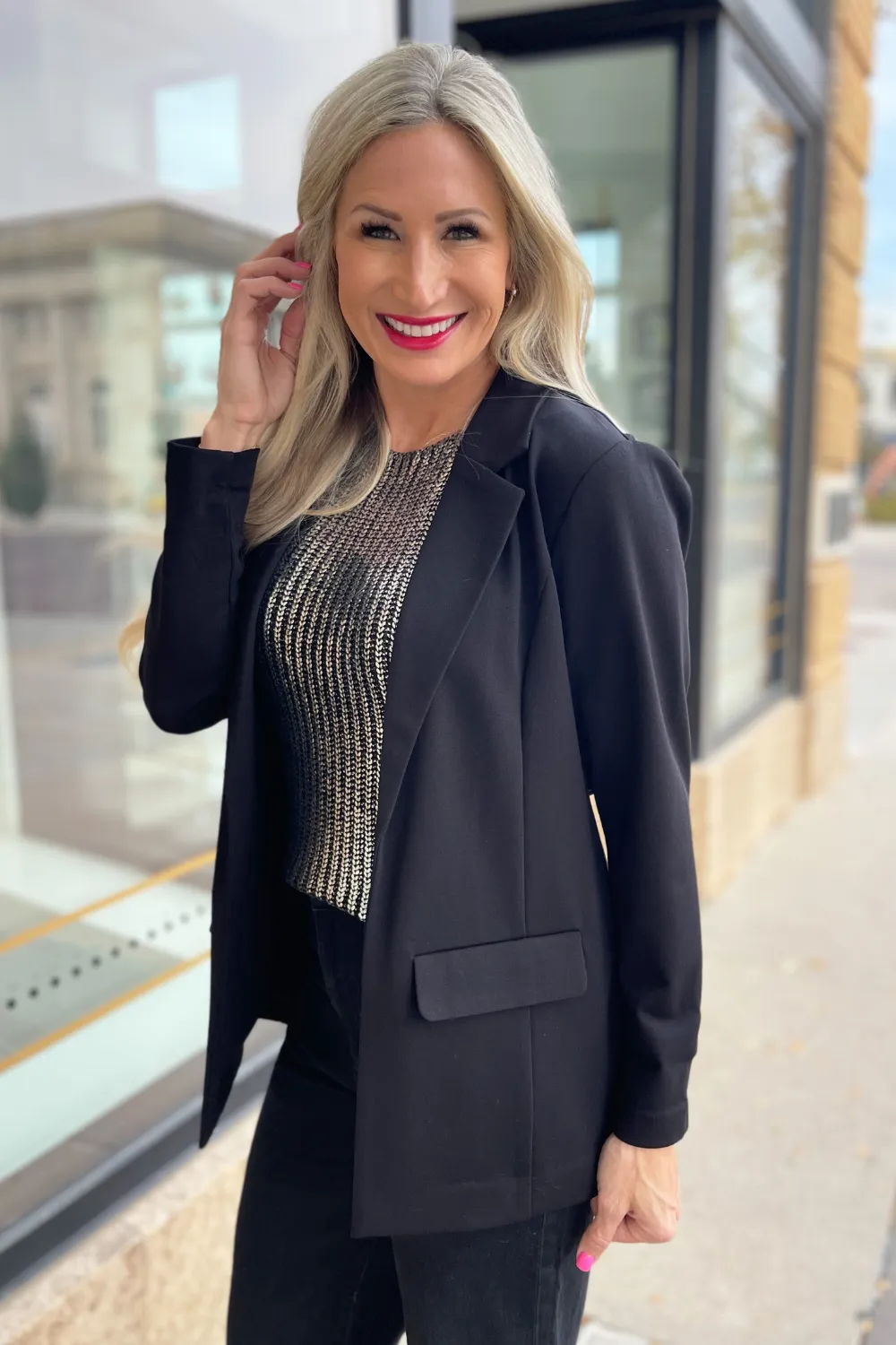 Solid Boyfriend Blazer W/ Princess Darts