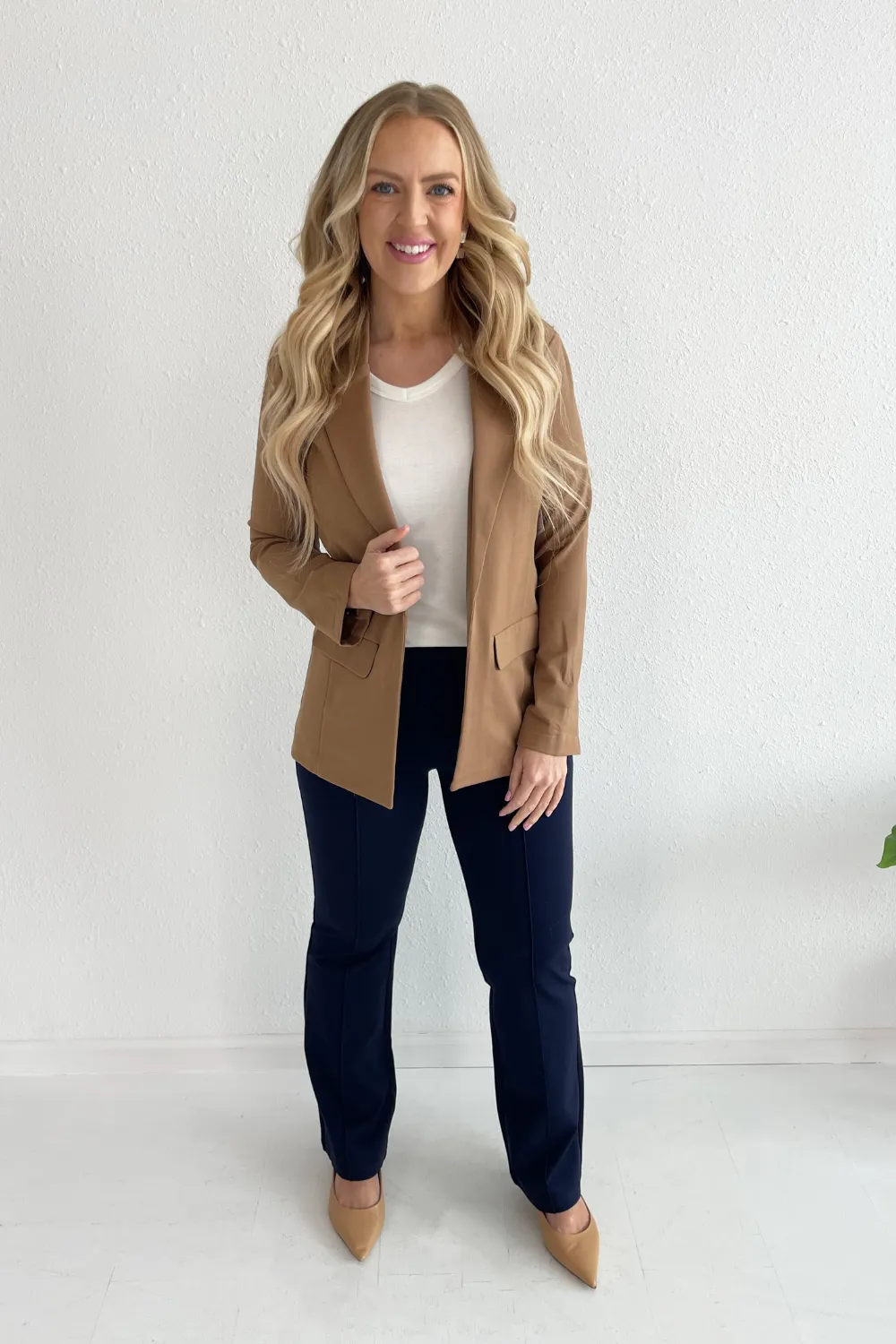 Solid Boyfriend Blazer W/ Princess Darts