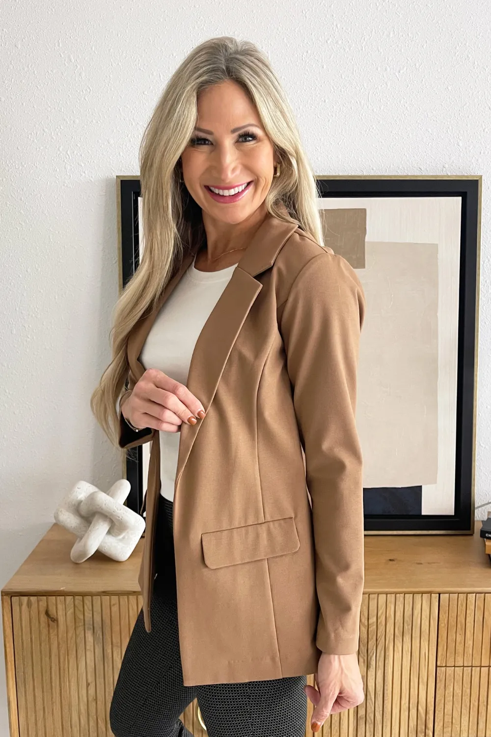 Solid Boyfriend Blazer W/ Princess Darts