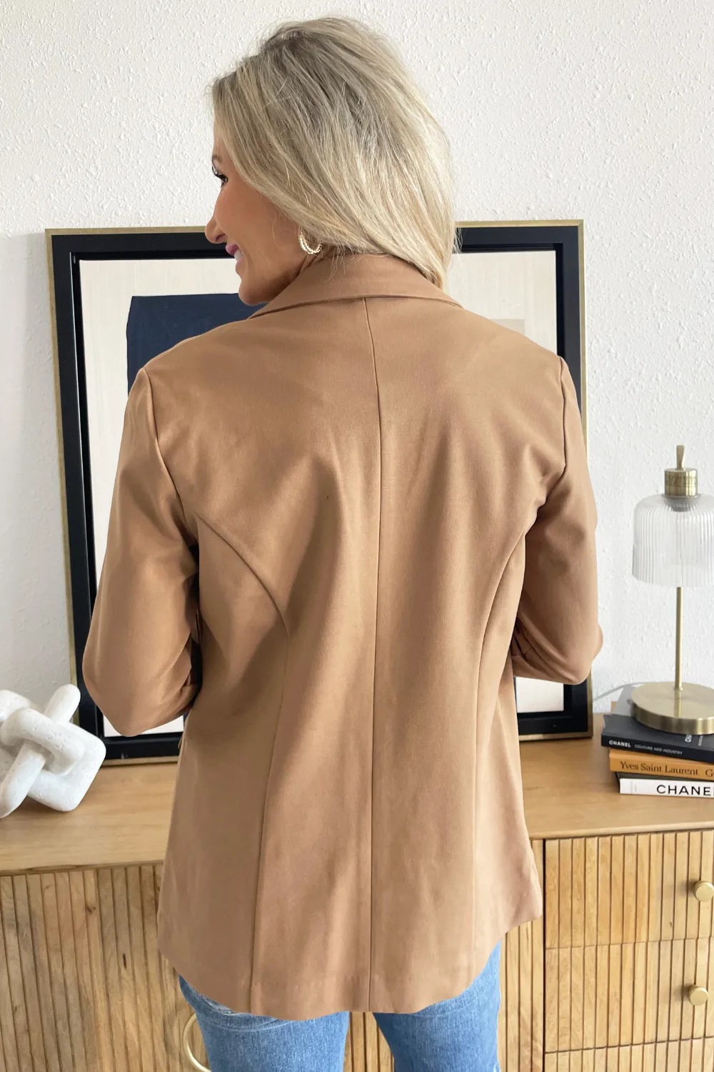 Solid Boyfriend Blazer W/ Princess Darts