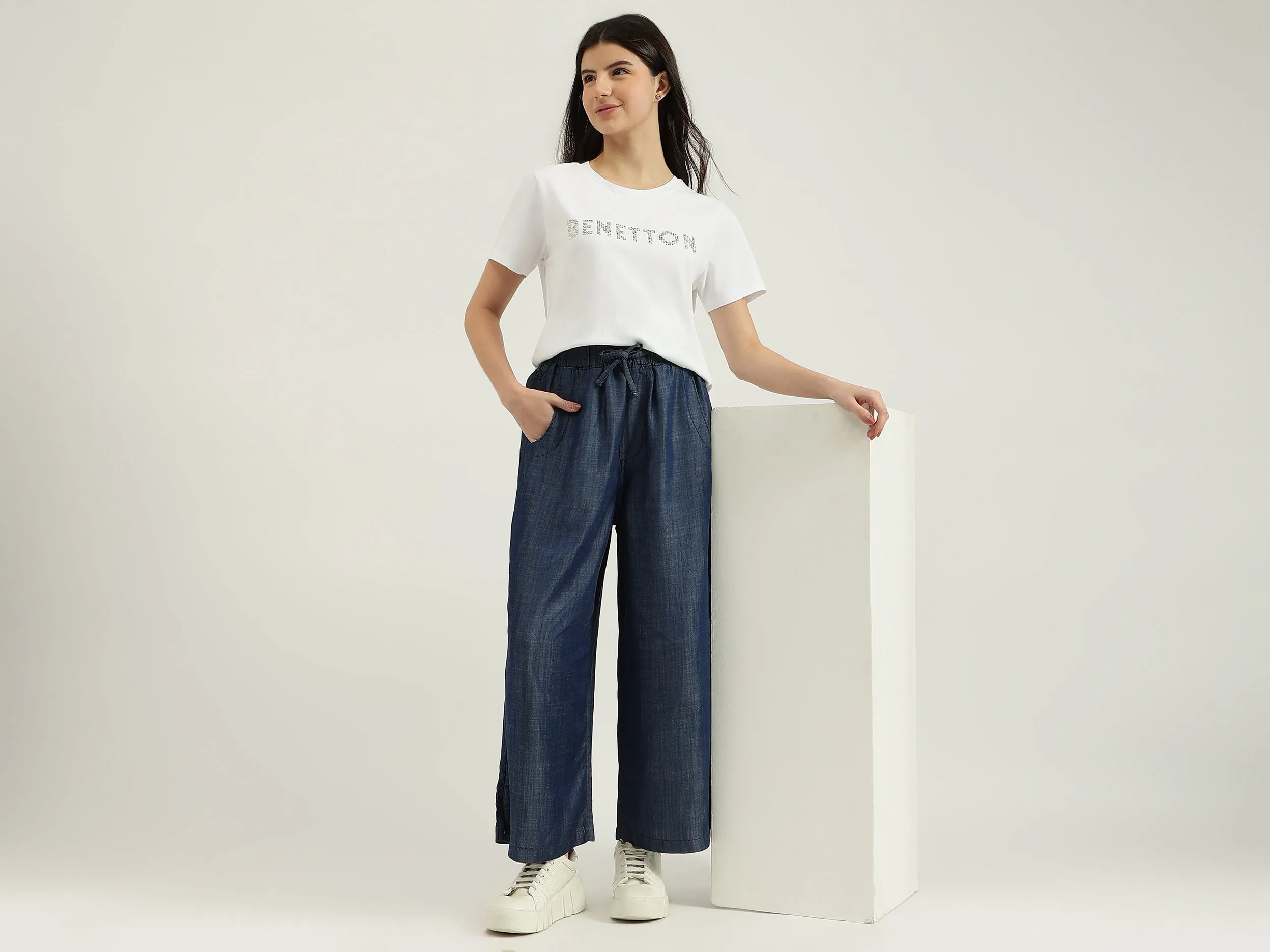 Solid Wide Leg Pants