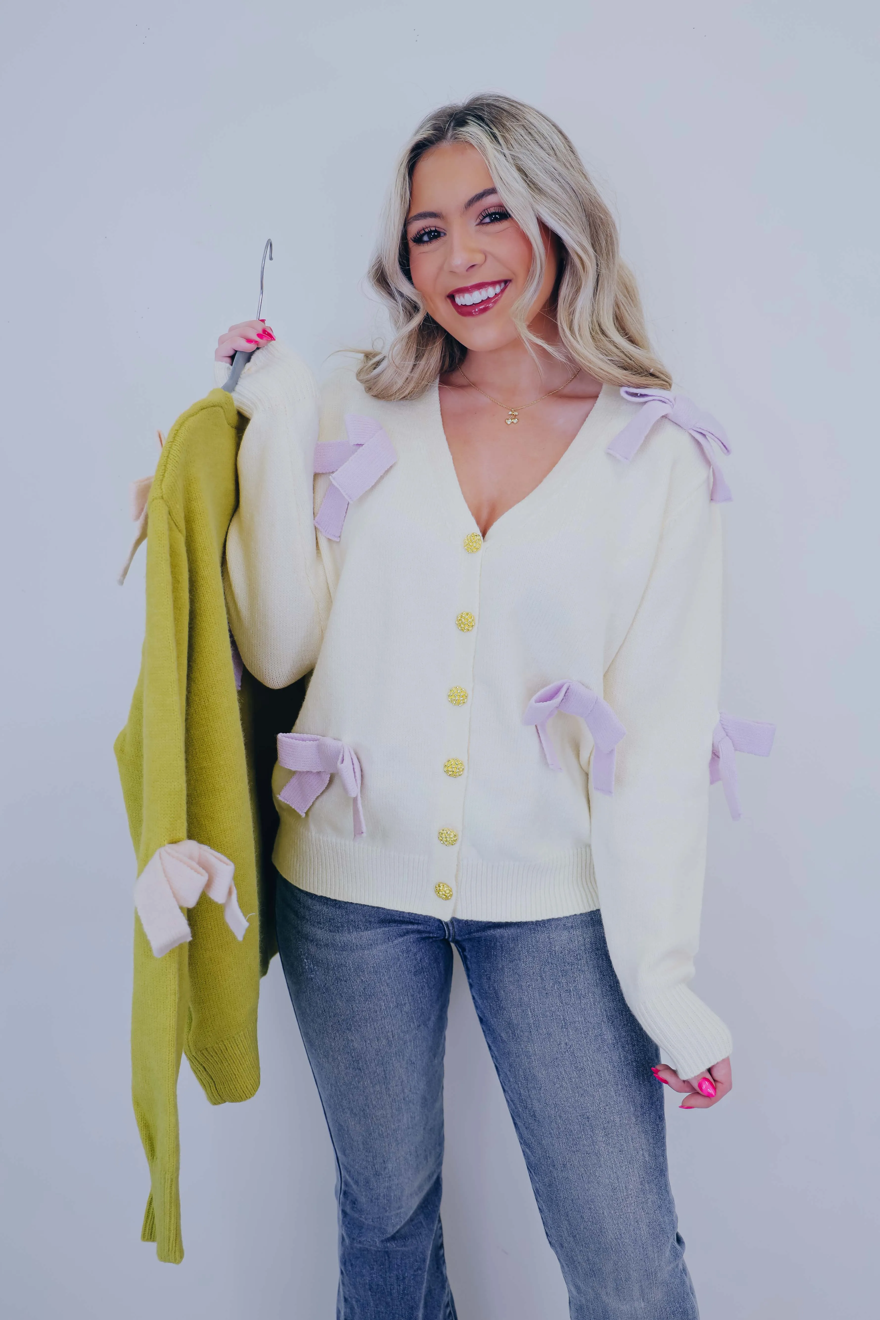 Sophia Bow Embellished Cardigan - 2 Colors