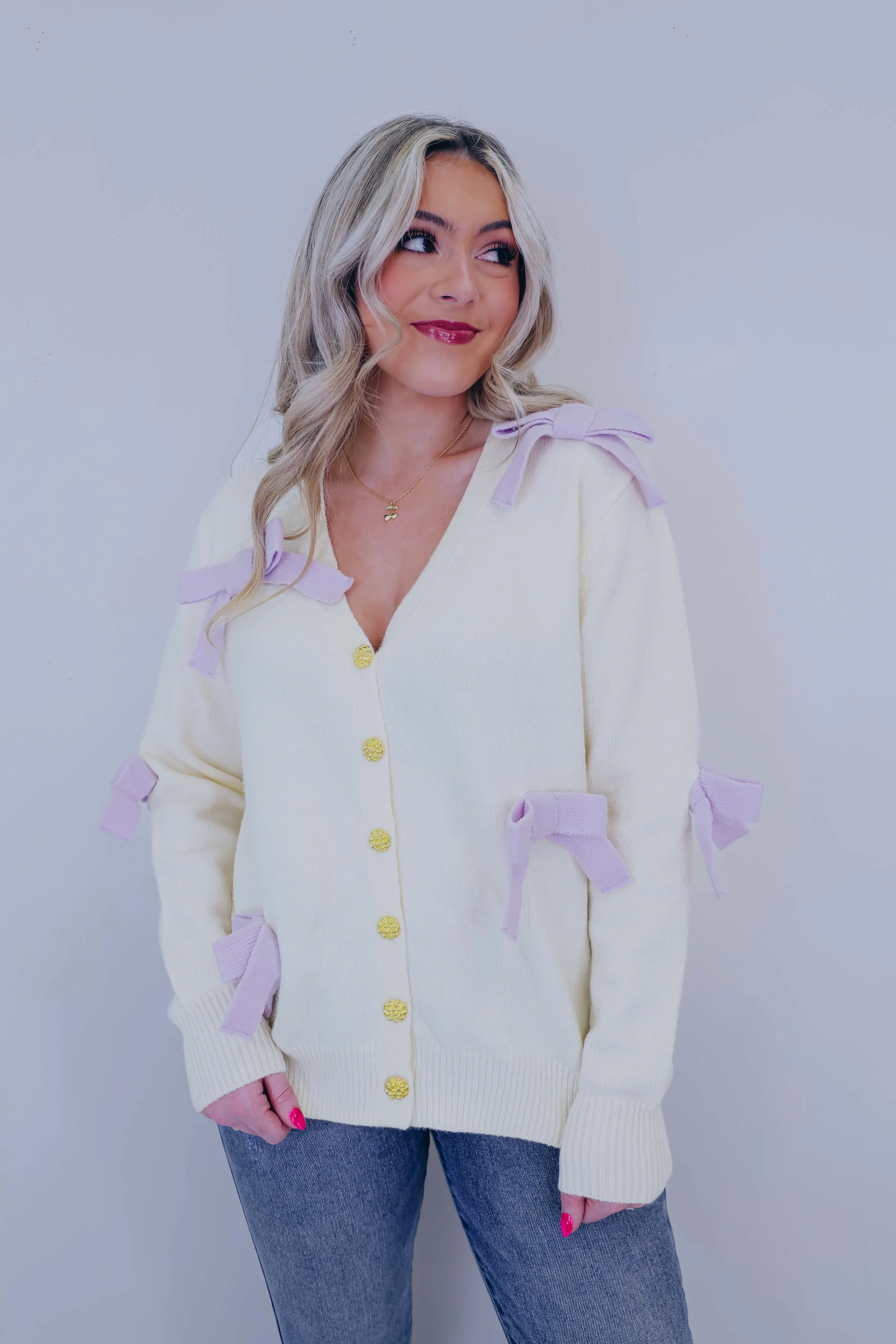 Sophia Bow Embellished Cardigan - 2 Colors