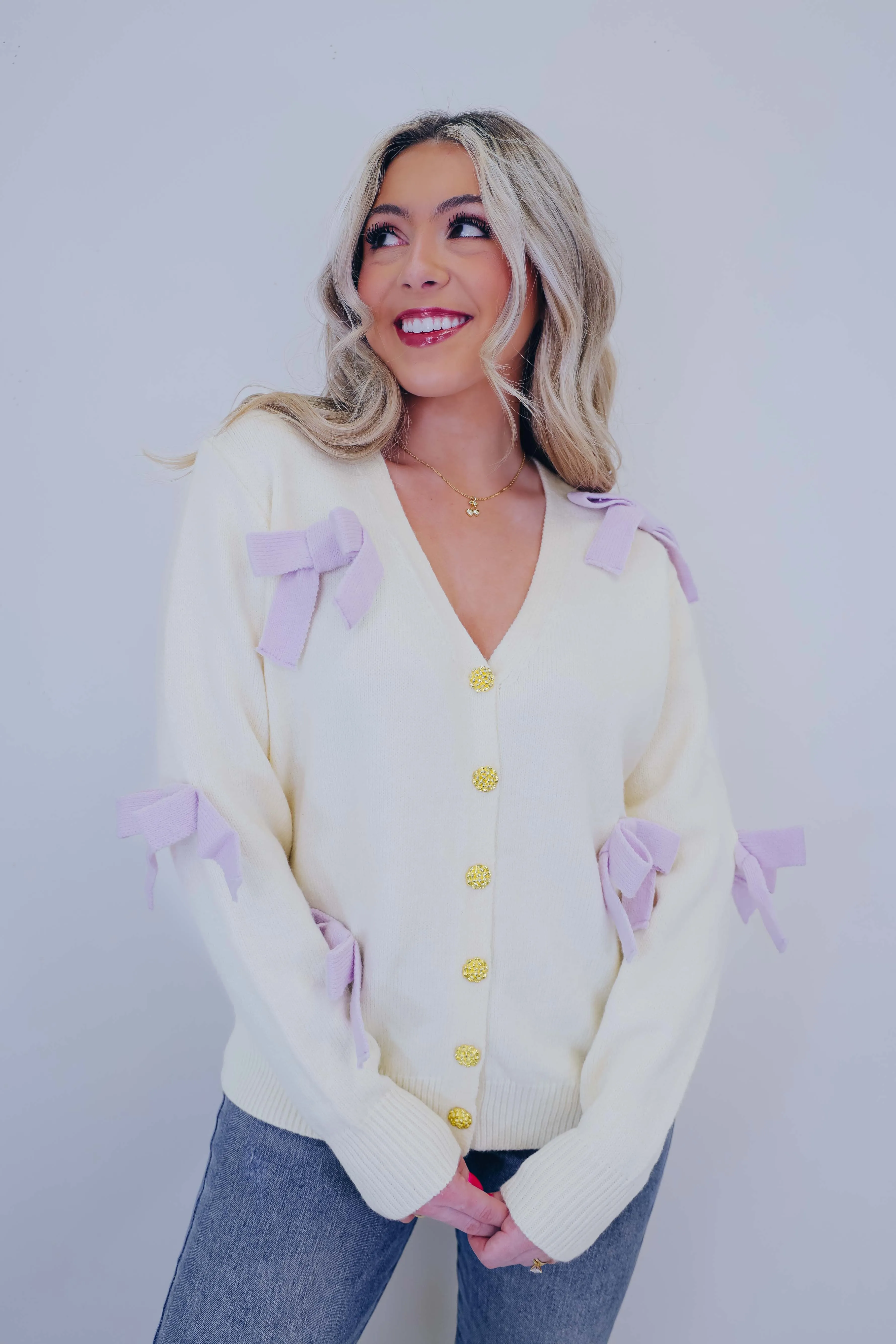 Sophia Bow Embellished Cardigan - 2 Colors
