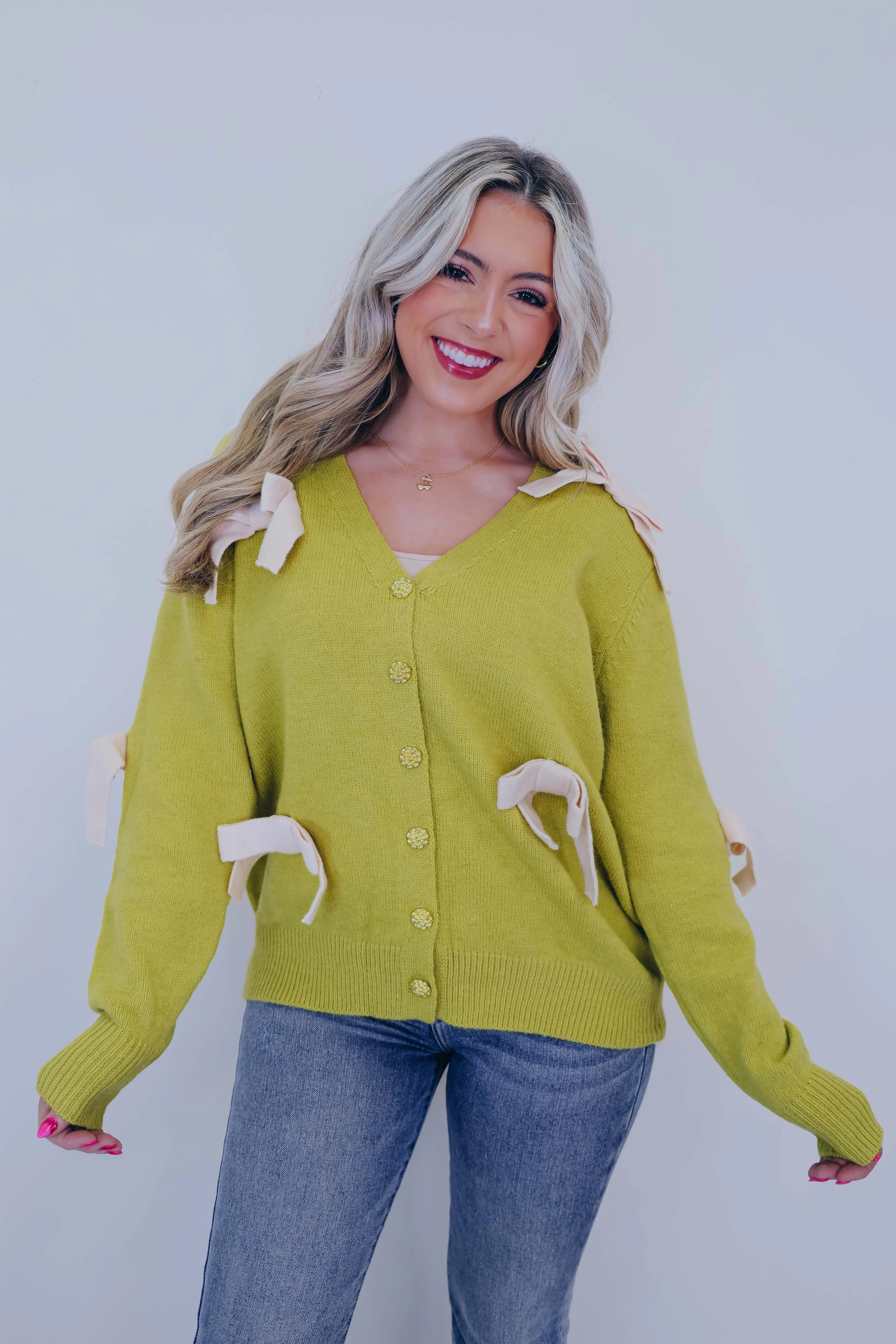 Sophia Bow Embellished Cardigan - 2 Colors