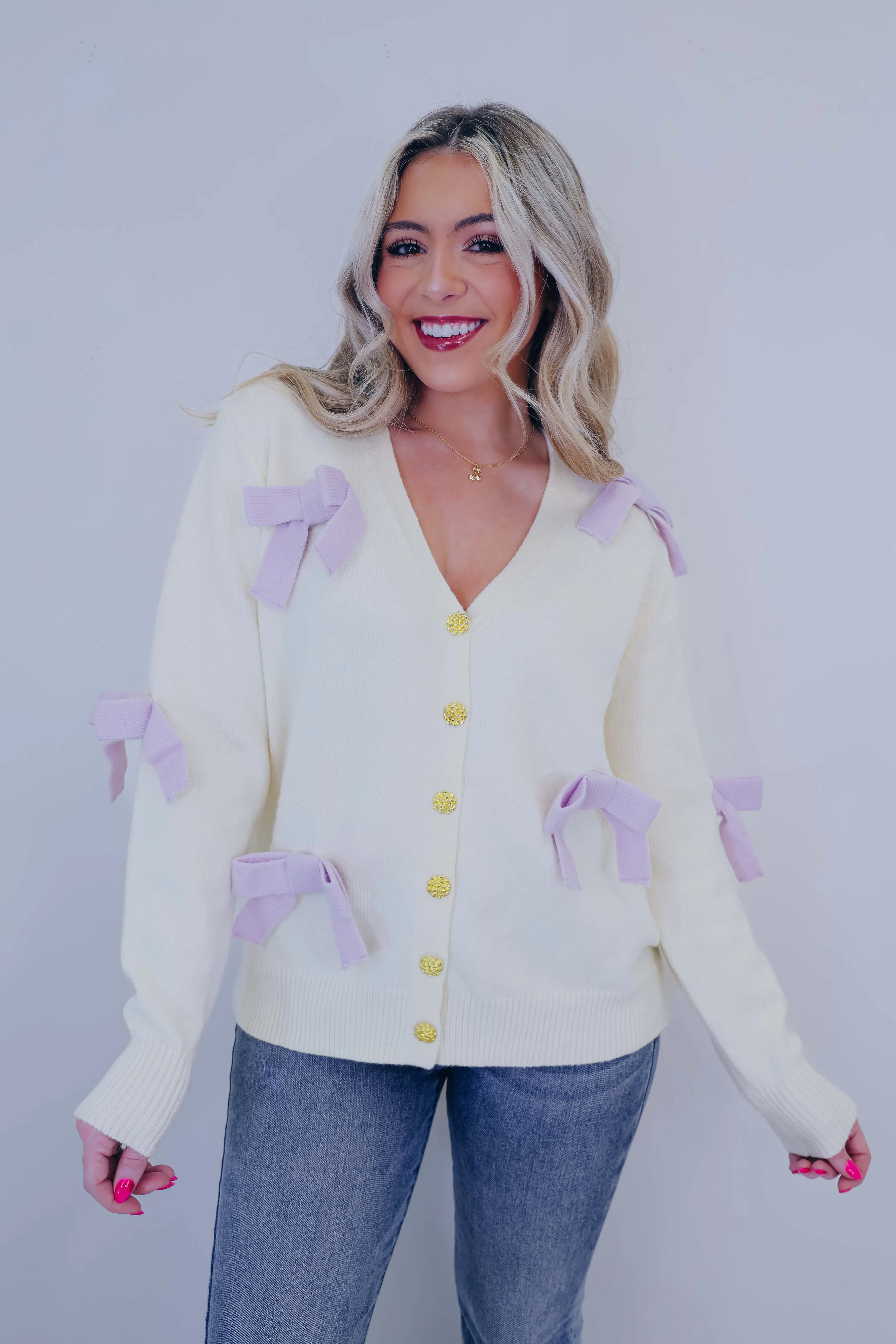 Sophia Bow Embellished Cardigan - 2 Colors