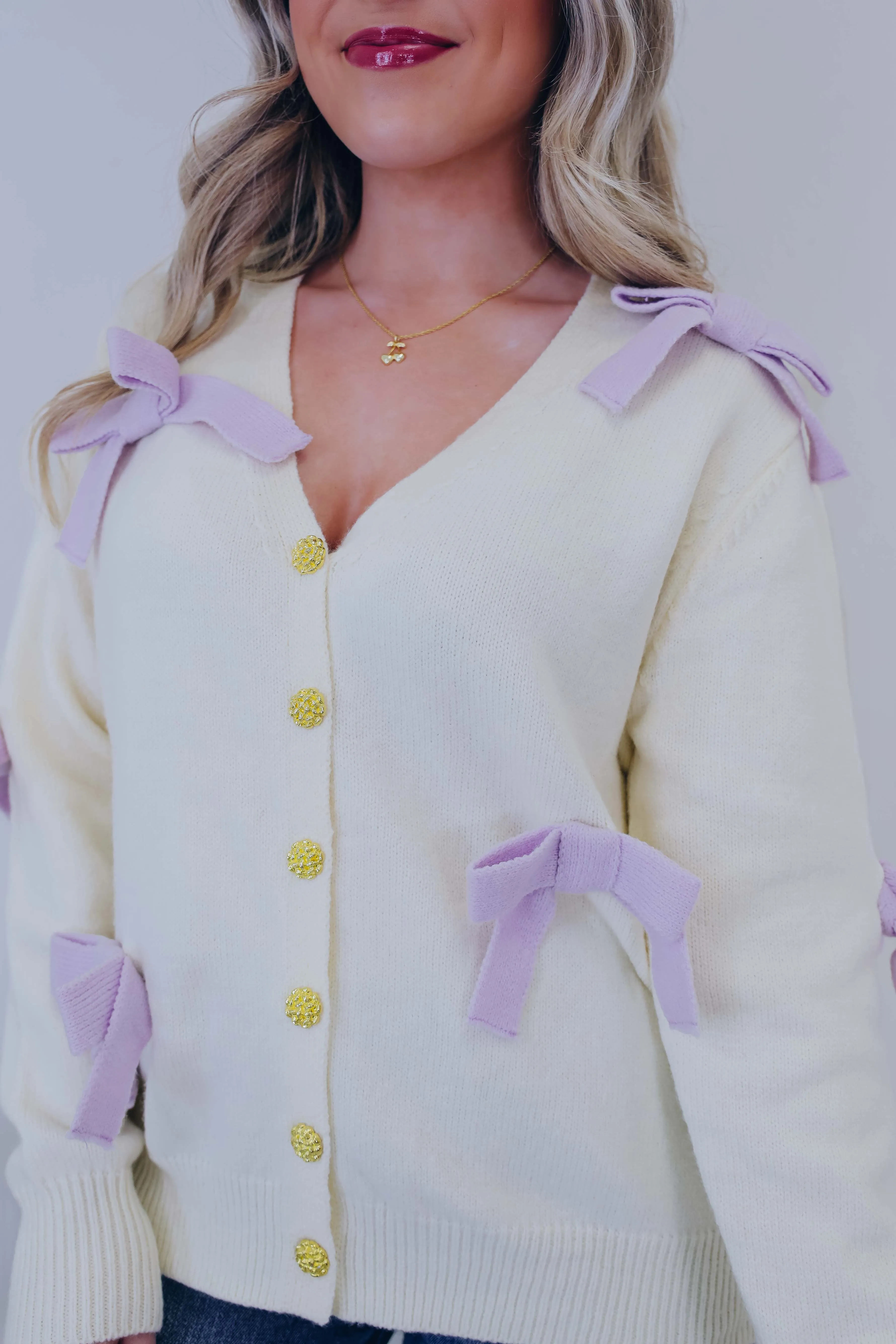 Sophia Bow Embellished Cardigan - 2 Colors