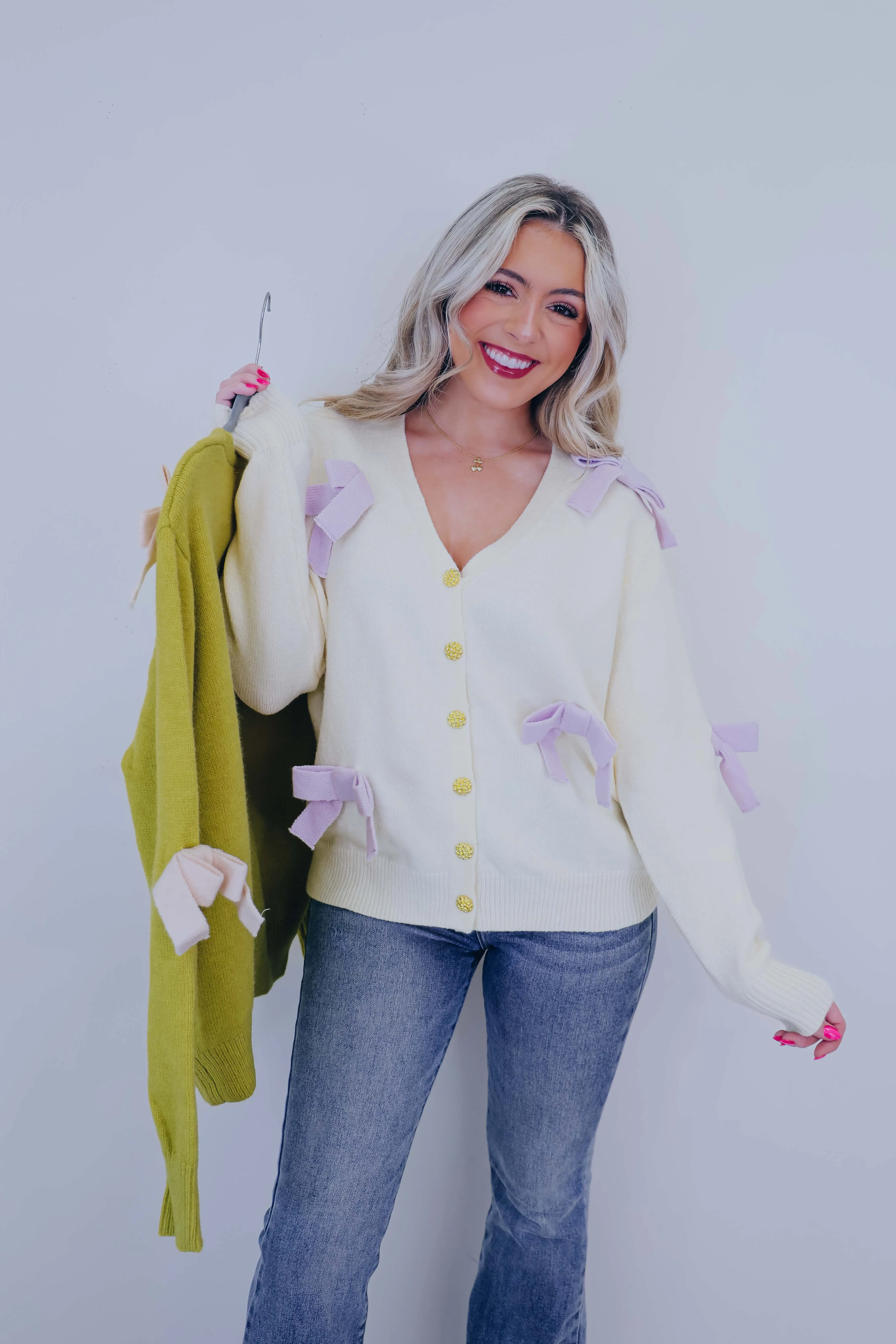 Sophia Bow Embellished Cardigan - 2 Colors