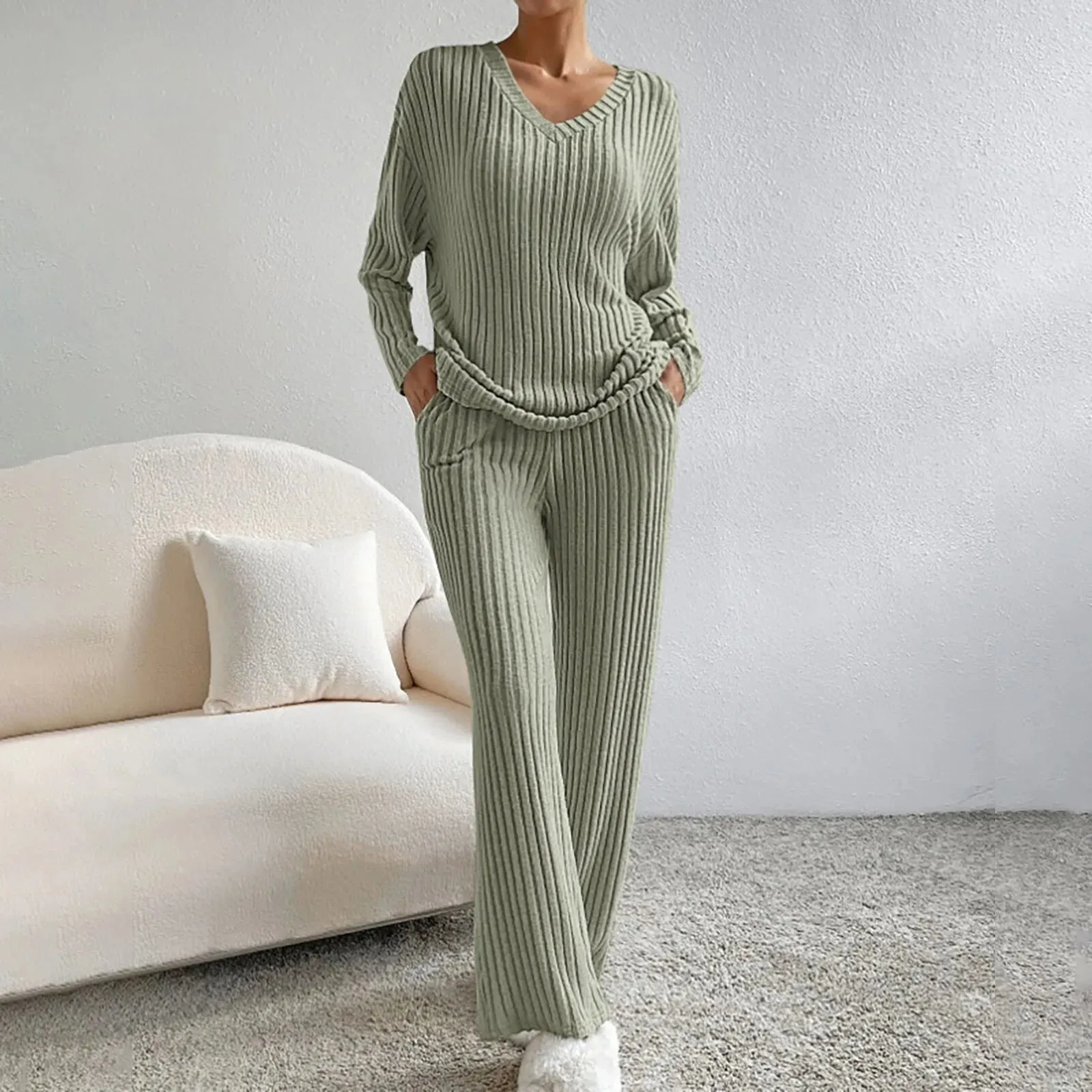 Sophia Luxe Ribbed Loungewear Set