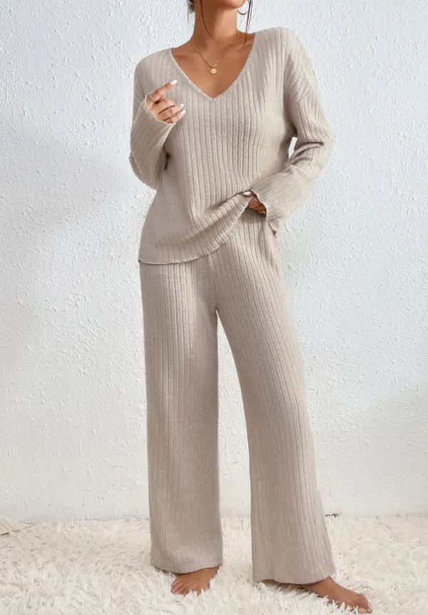 Sophia Luxe Ribbed Loungewear Set
