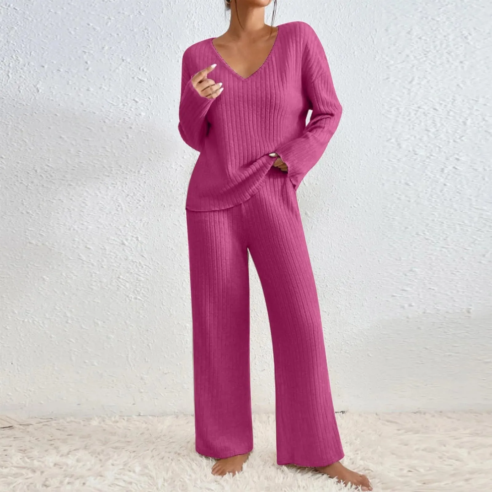 Sophia Luxe Ribbed Loungewear Set