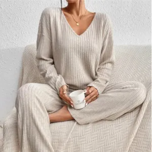 Sophia Luxe Ribbed Loungewear Set