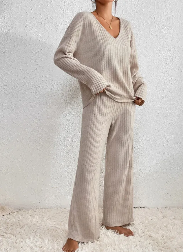 Sophia Luxe Ribbed Loungewear Set
