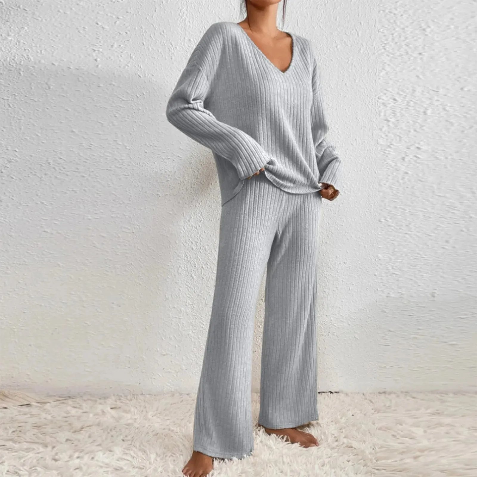 Sophia Luxe Ribbed Loungewear Set