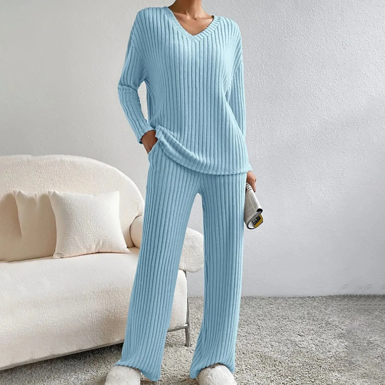 Sophia Luxe Ribbed Loungewear Set