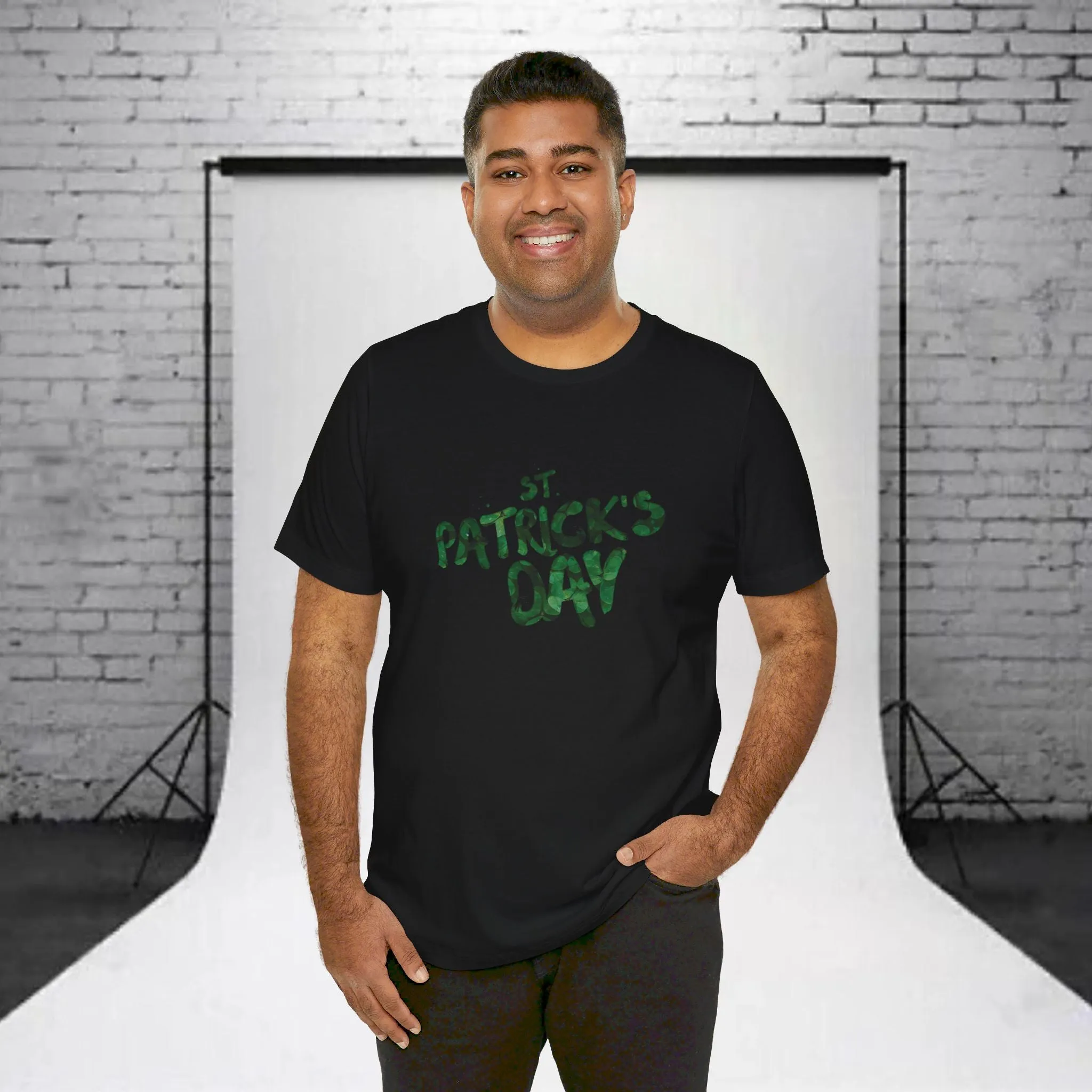 St Patrick's Day Shamrocks Typography Graphic Design Jersey Short Sleeve Tee