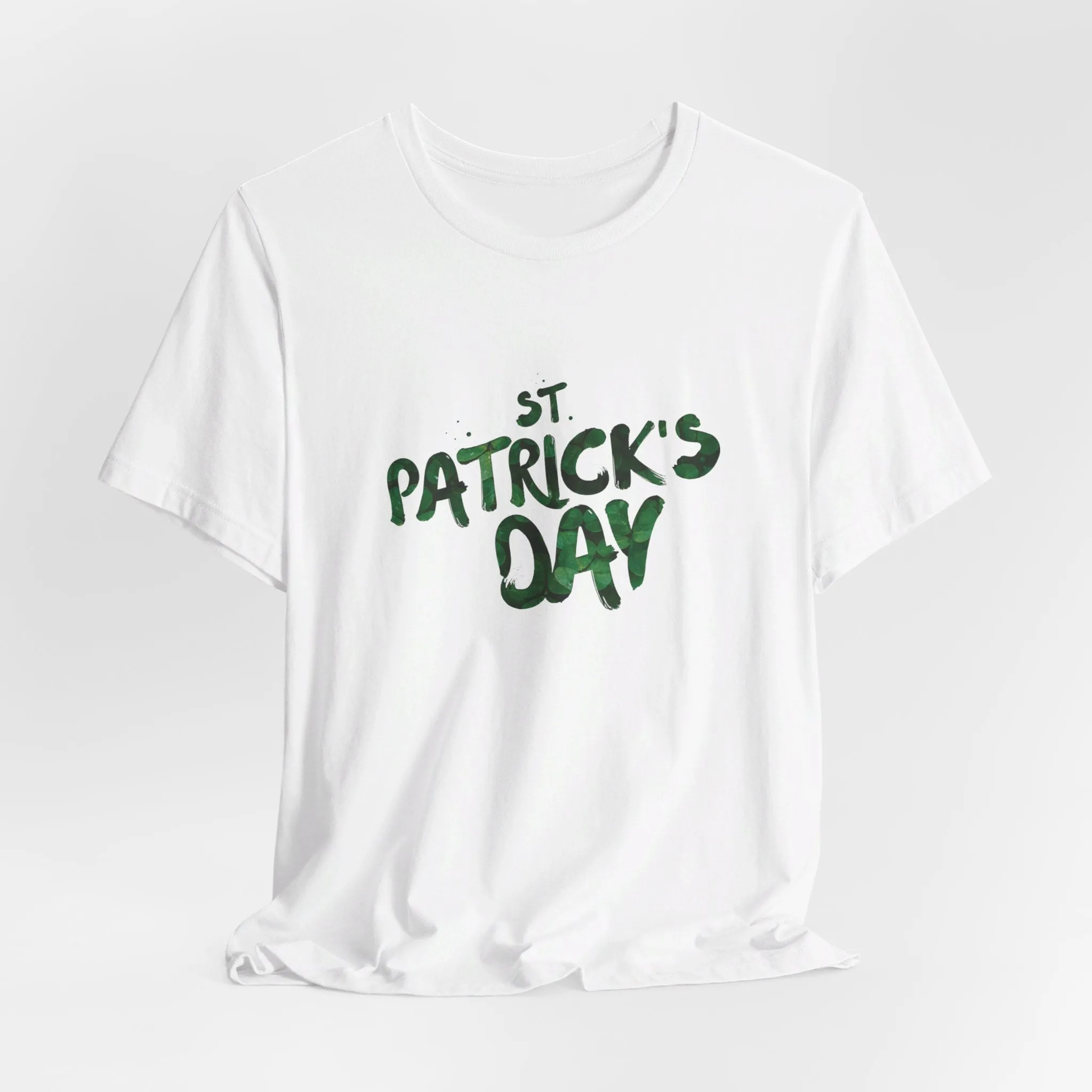 St Patrick's Day Shamrocks Typography Graphic Design Jersey Short Sleeve Tee
