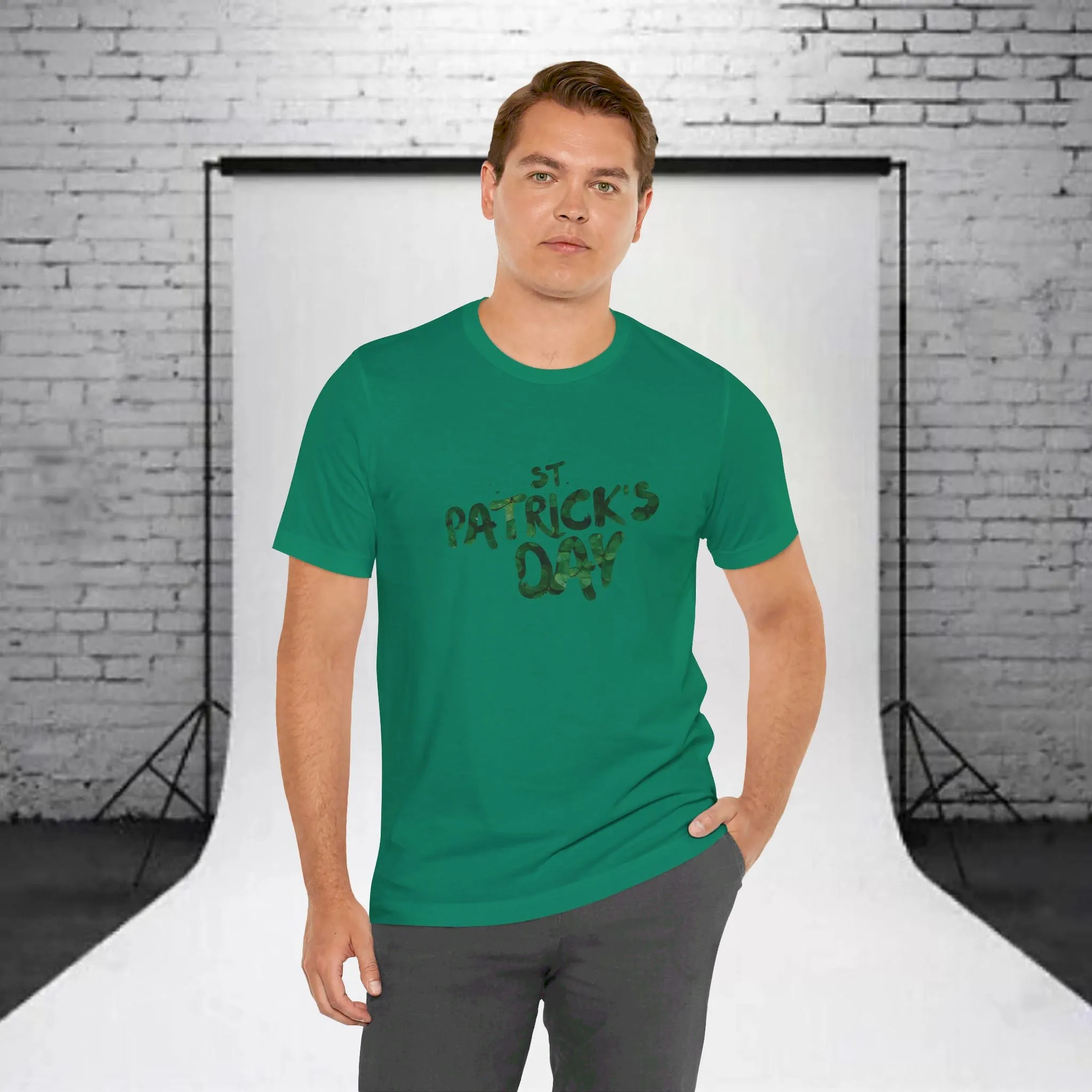 St Patrick's Day Shamrocks Typography Graphic Design Jersey Short Sleeve Tee