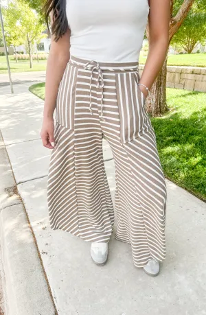 Stay By Your Side Striped Wide Pants
