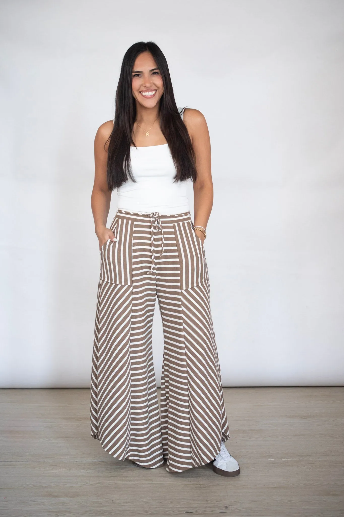 Stay By Your Side Striped Wide Pants
