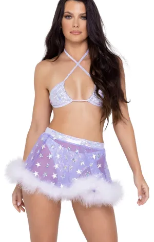 Stellar Marabou-Trimmed Sheer Skirt